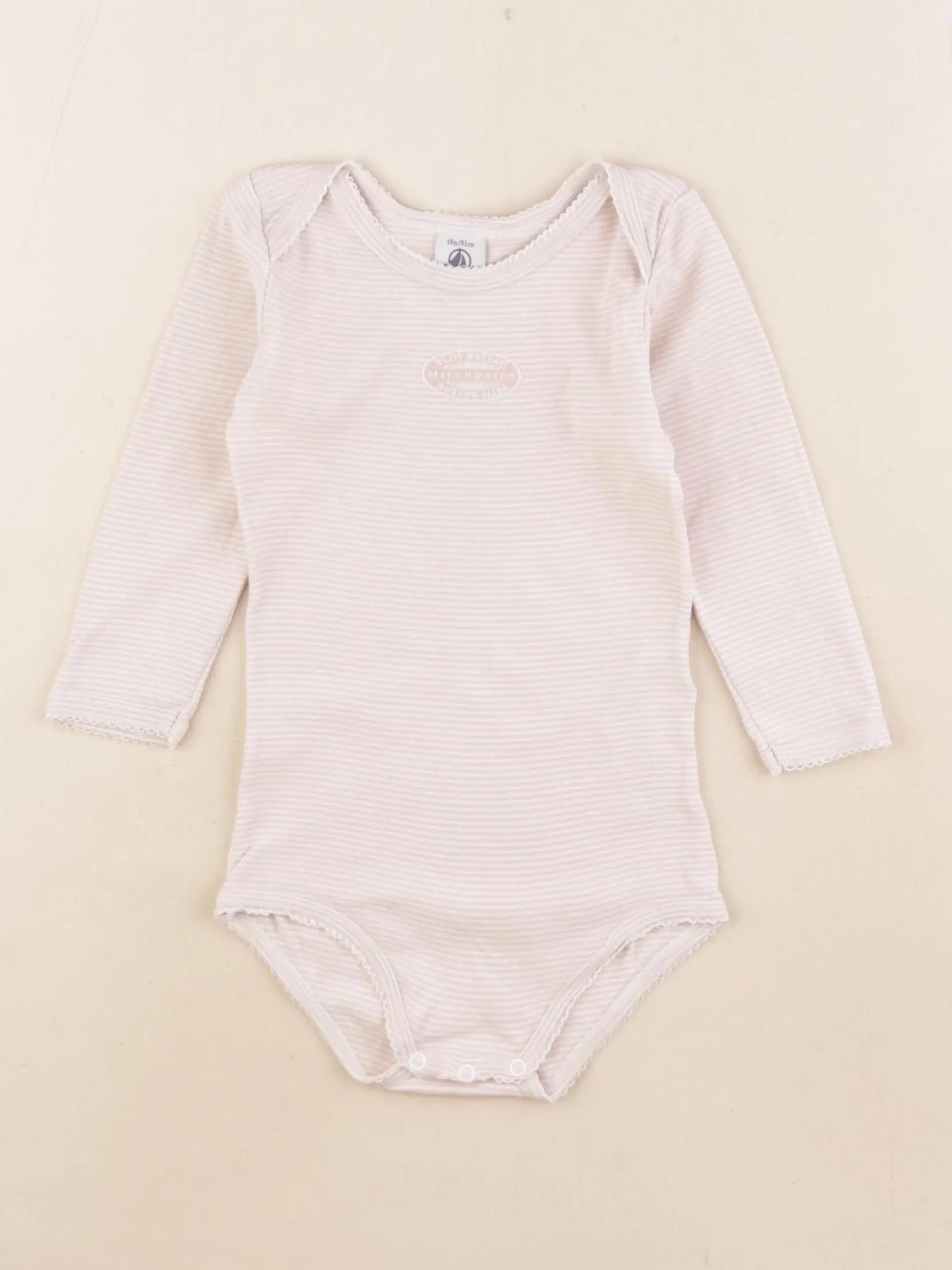 Petit Bateau - body blanc, rose - 18 mois