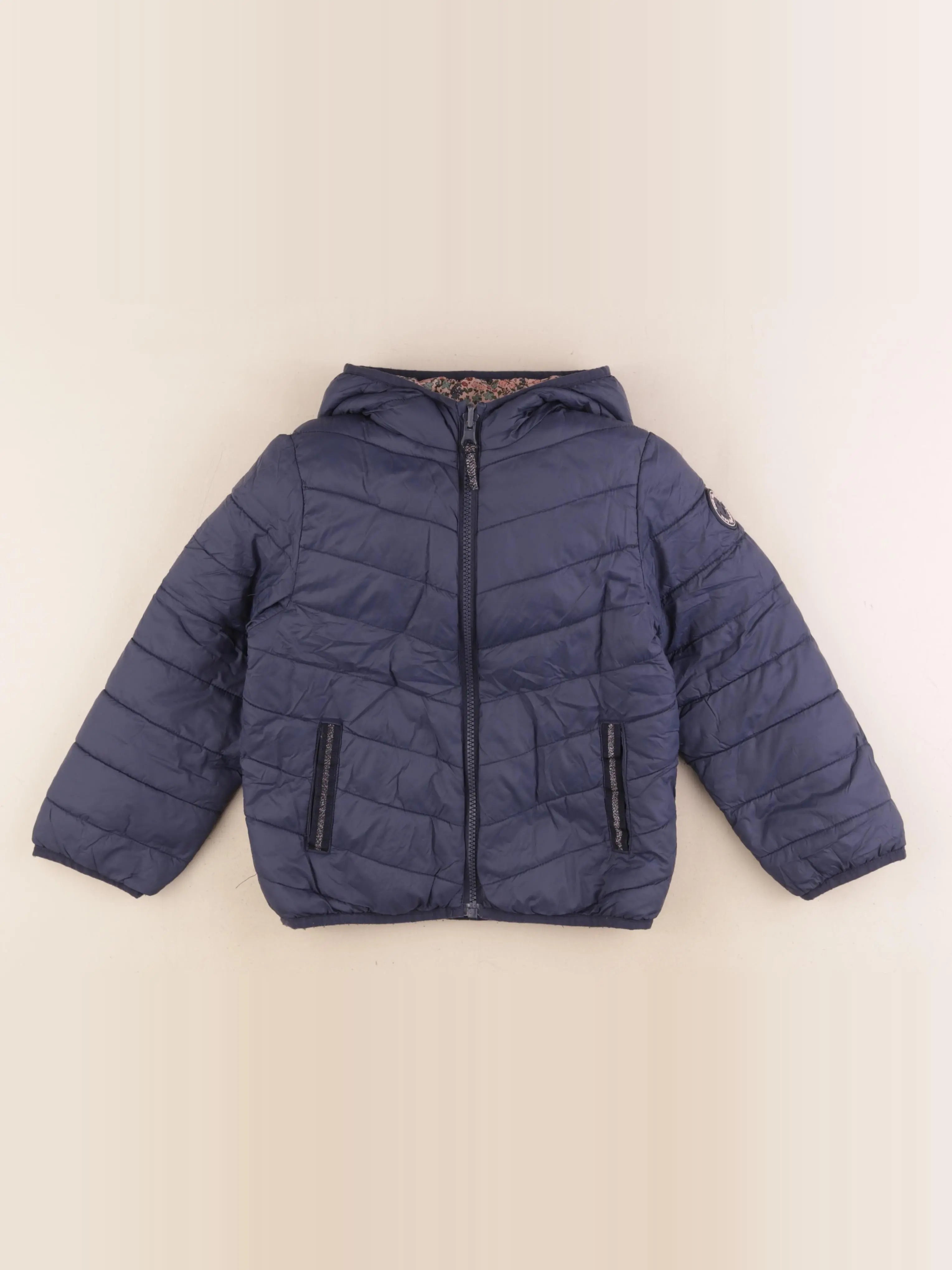 Vertbaudet - doudoune réversible bleu - 7 ans