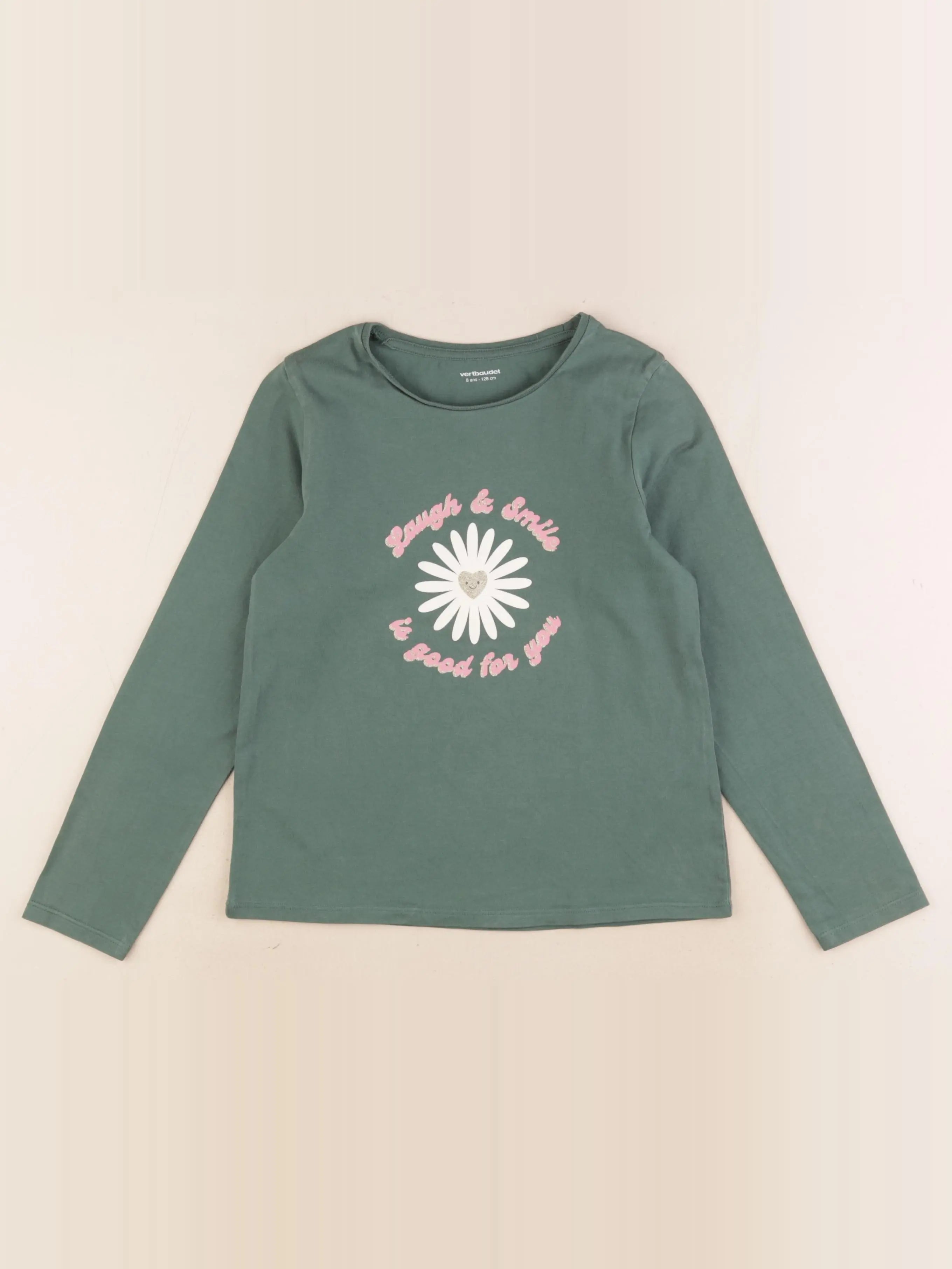 Vertbaudet - tee-shirt vert - 8 ans