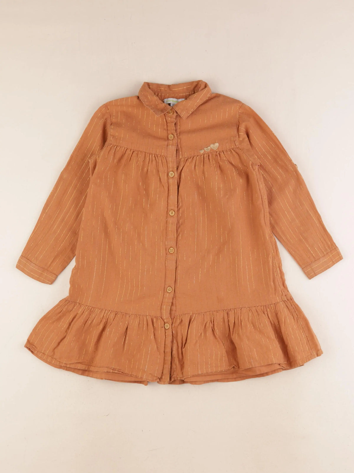 Vertbaudet - robe marron, or - 5 ans