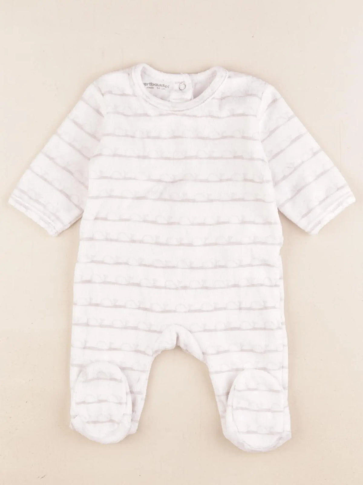 Vertbaudet - pyjama velours blanc - 1 mois
