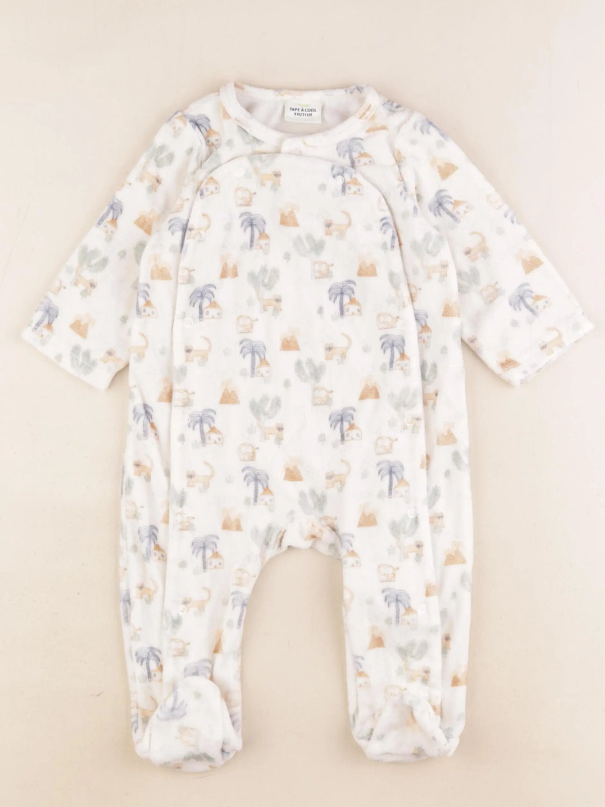 Tape à l'oeil - pyjama velours multicolore - 9 mois