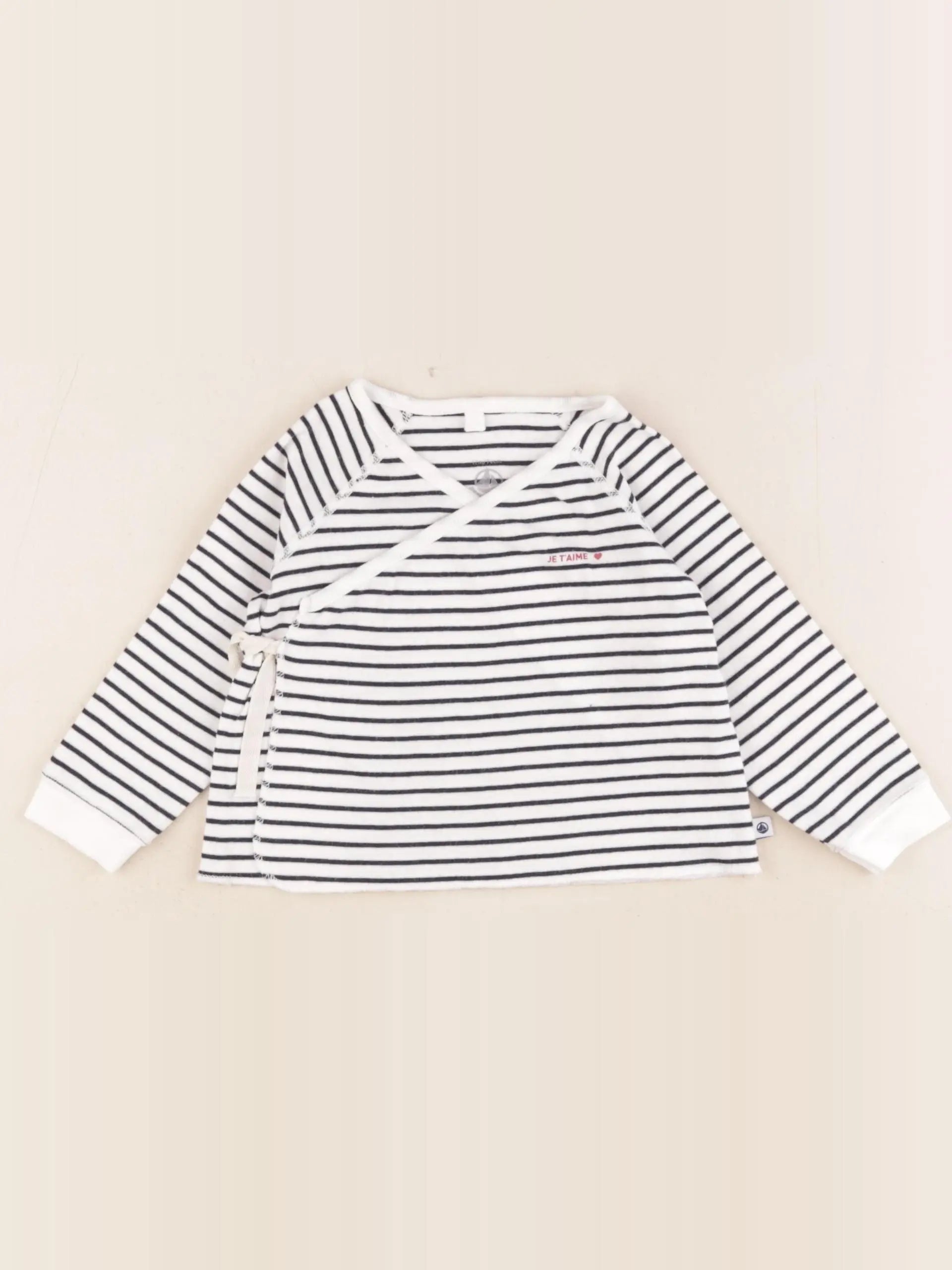Petit Bateau - tee-shirt blanc, bleu - 12 mois