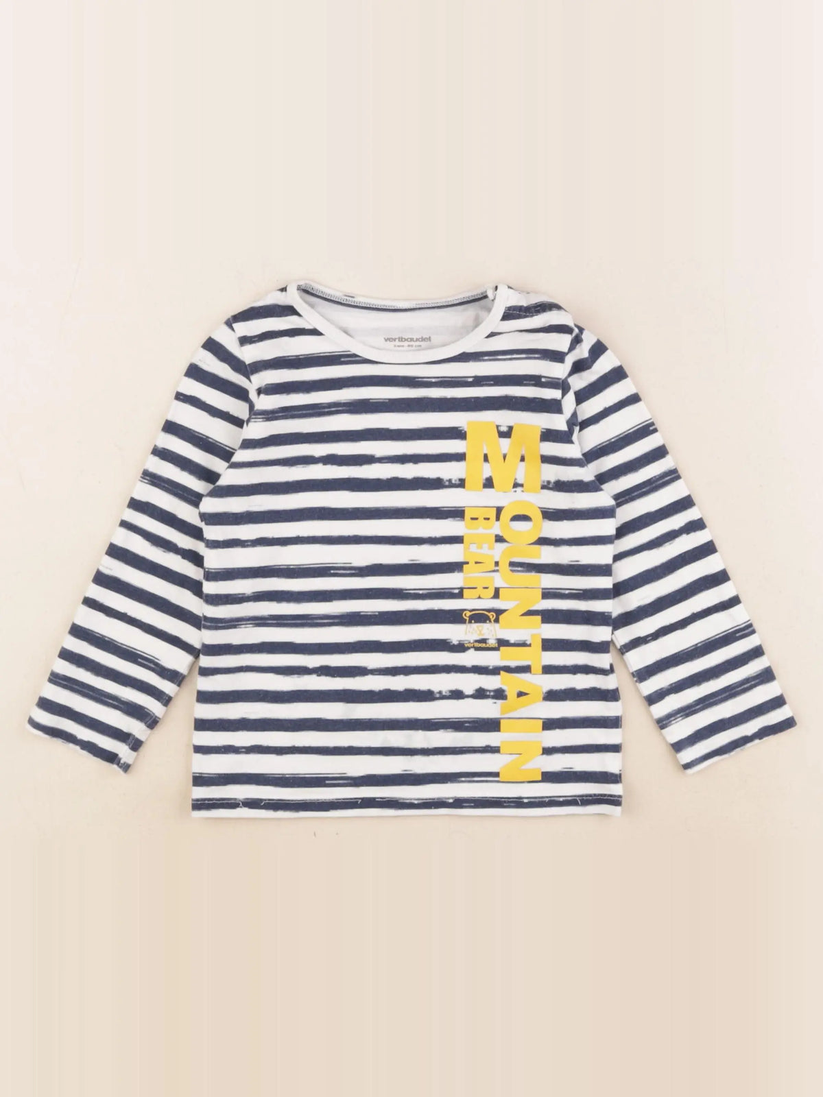 Vertbaudet - tee-shirt blanc, bleu - 2 ans
