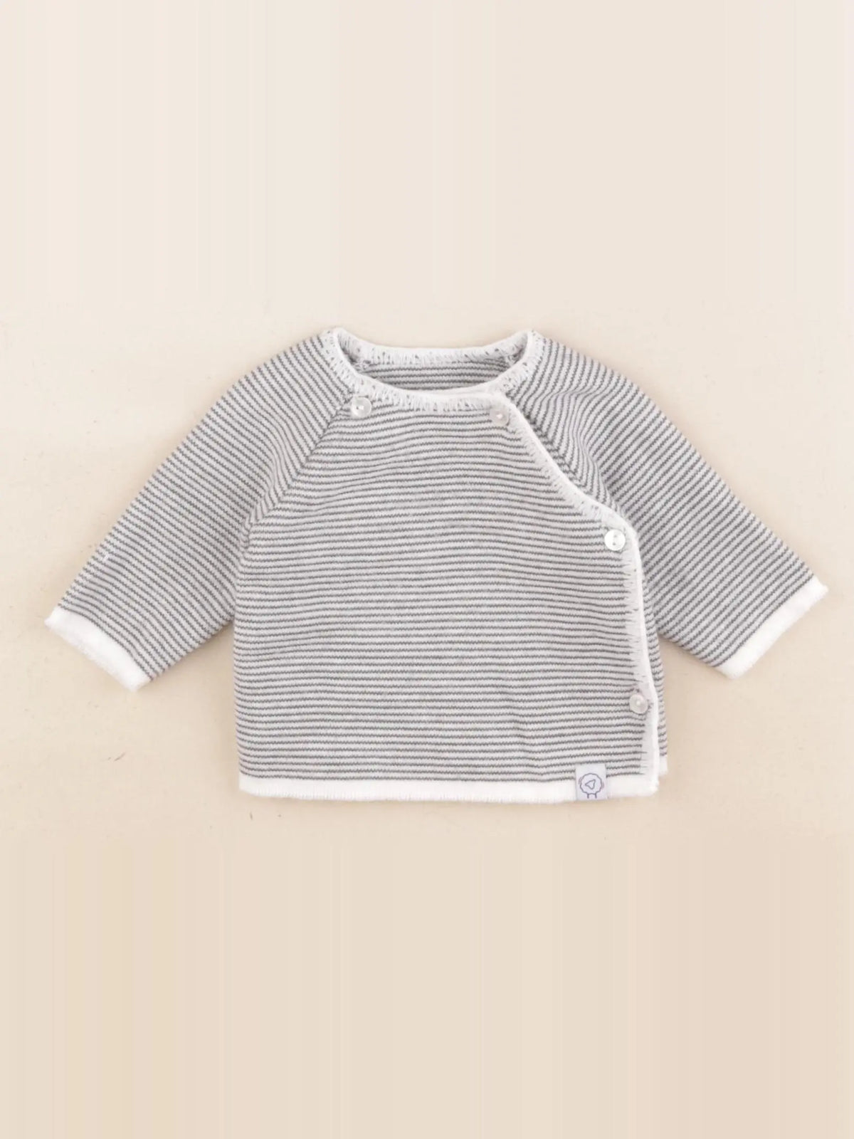 La manufacture de layette - pull blanc, bleu - 1/3 mois