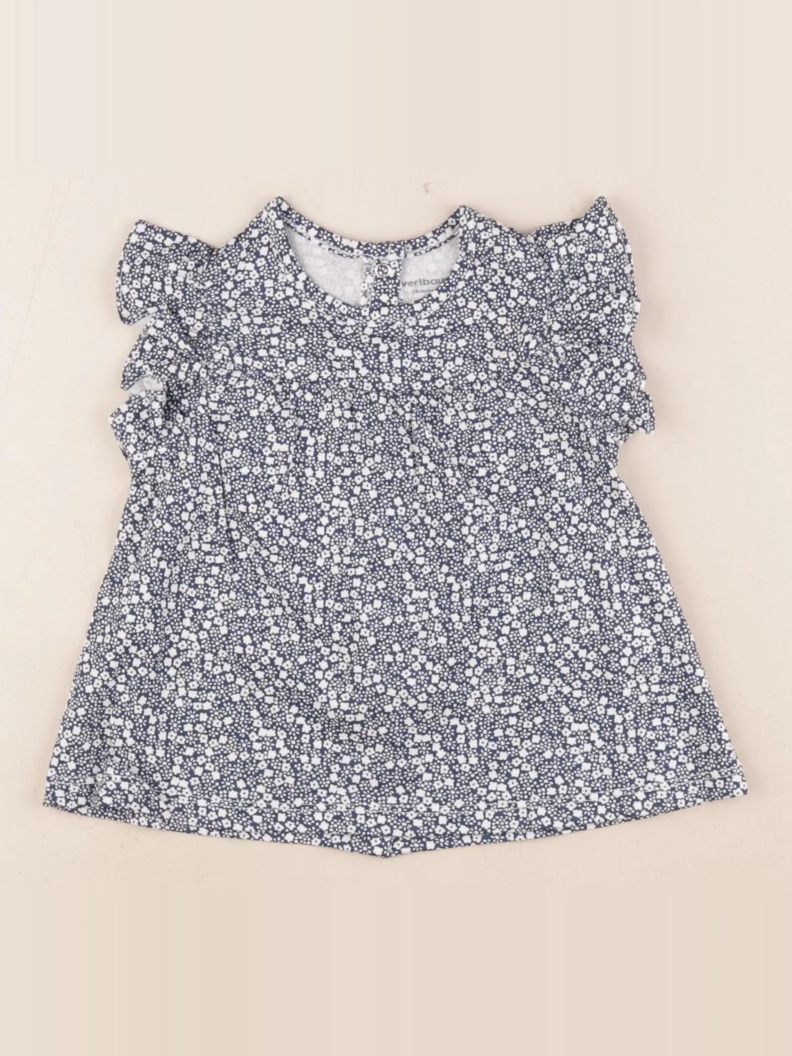 Vertbaudet - tee-shirt blanc, bleu - 18 mois
