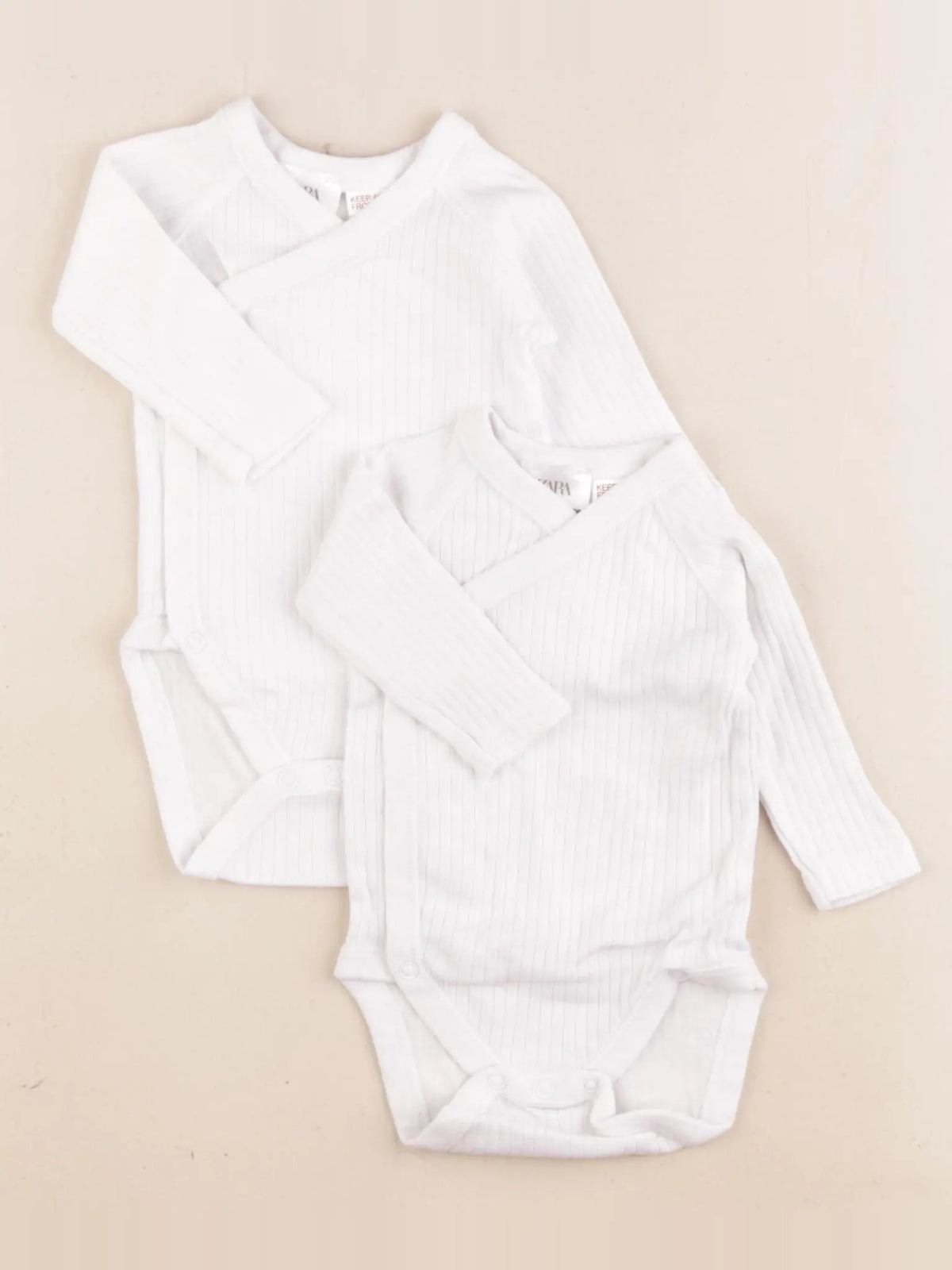 Zara - lot de 2 bodies en coton blanc - 0/1 mois
