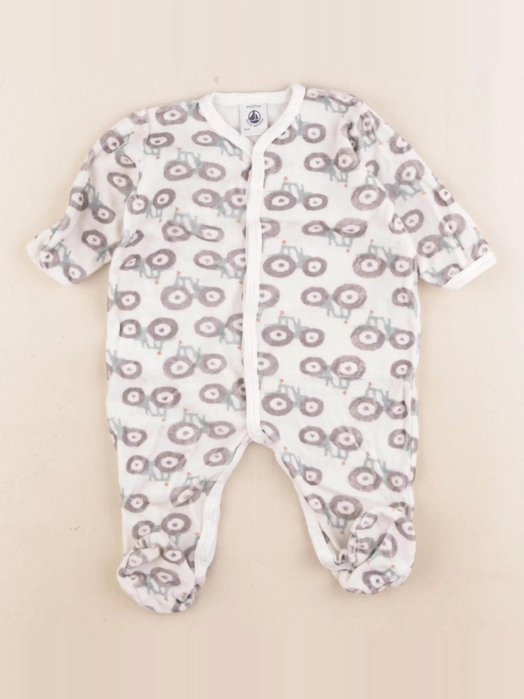 Petit Bateau - pyjama velours blanc - 6 mois
