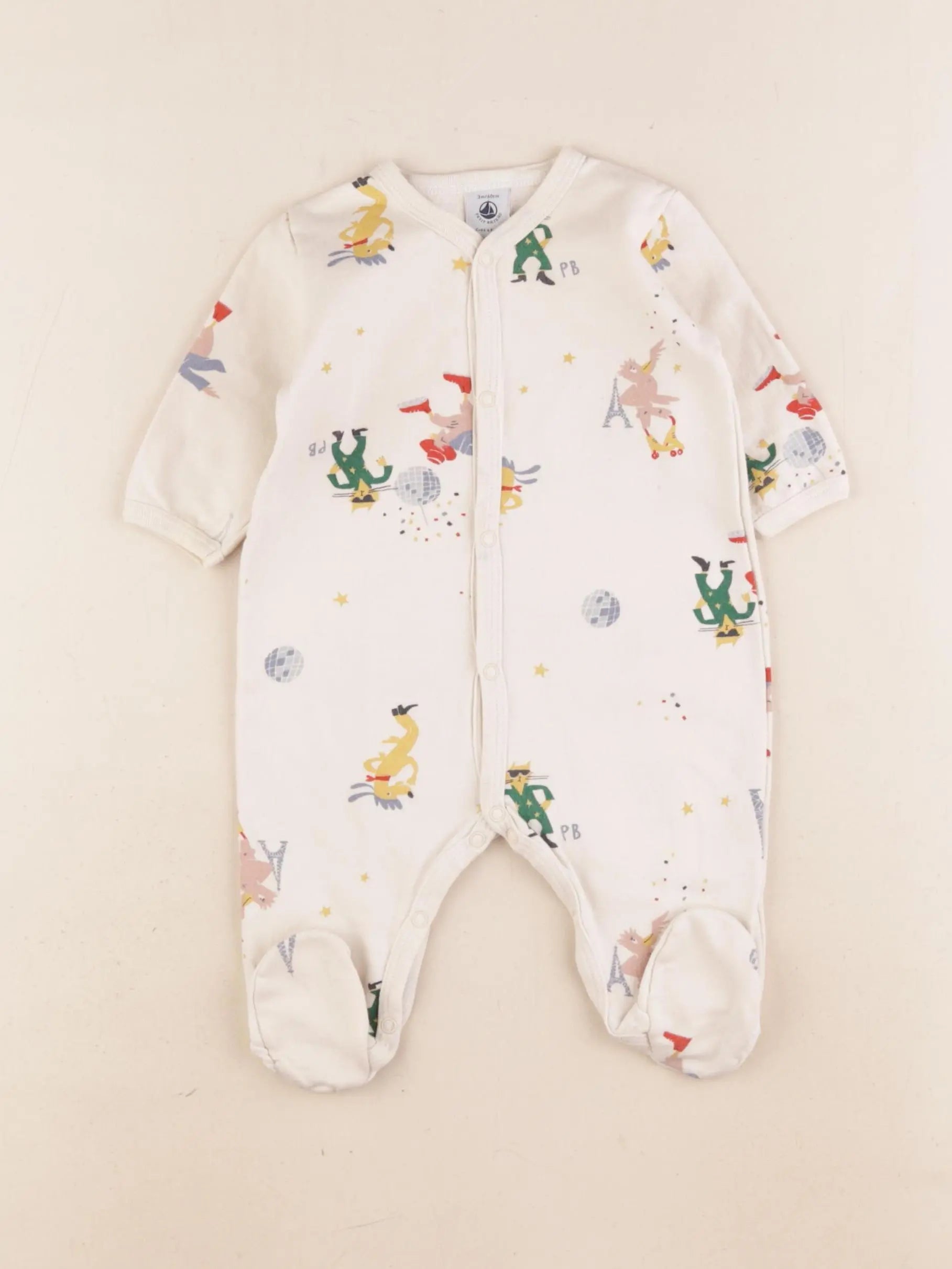 Petit Bateau - pyjama velours beige - 3 mois