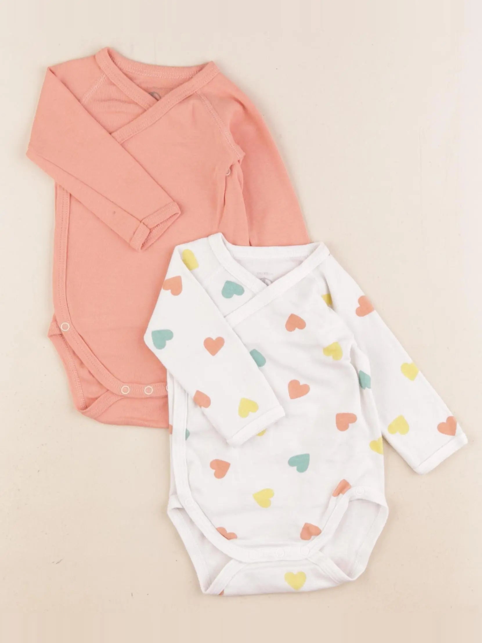 Petit Bateau - lot de 2 bodies en coton rose, blanc - 3 mois