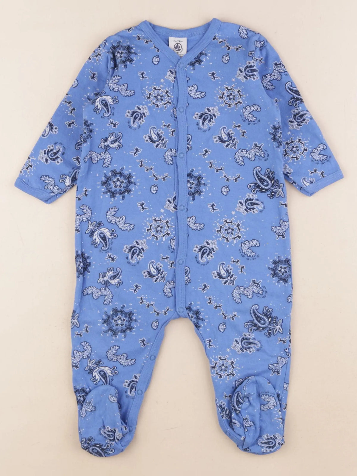 Petit Bateau - pyjama coton bleu - 12 mois