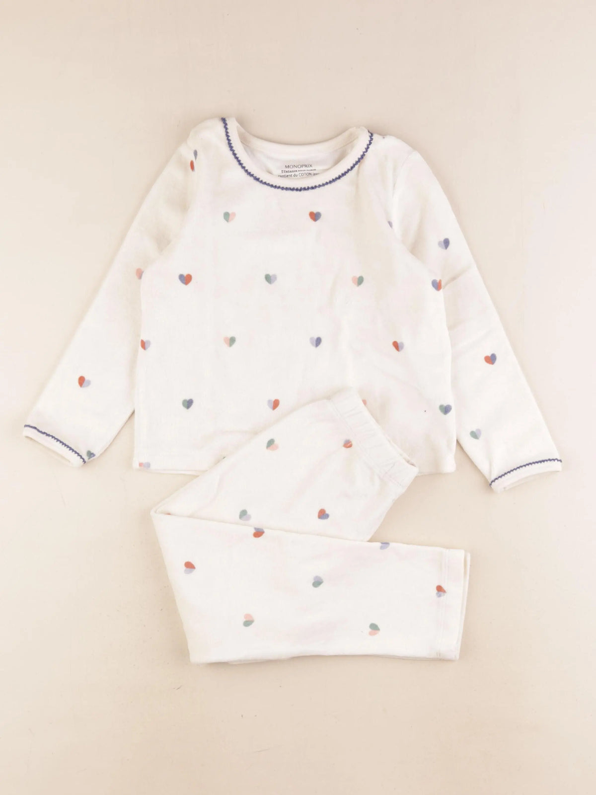 Monoprix - pyjama velours beige - 4 ans