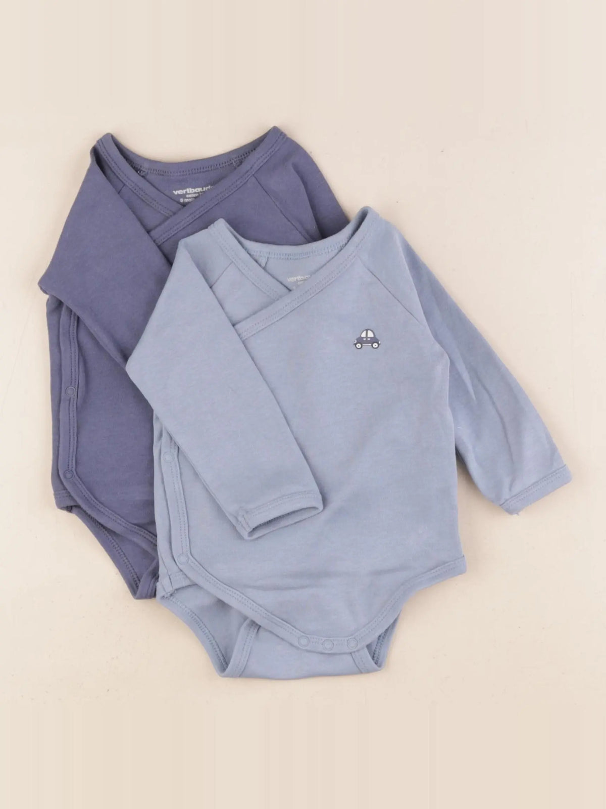Vertbaudet - lot de 2 bodies en coton bleu - 9 mois