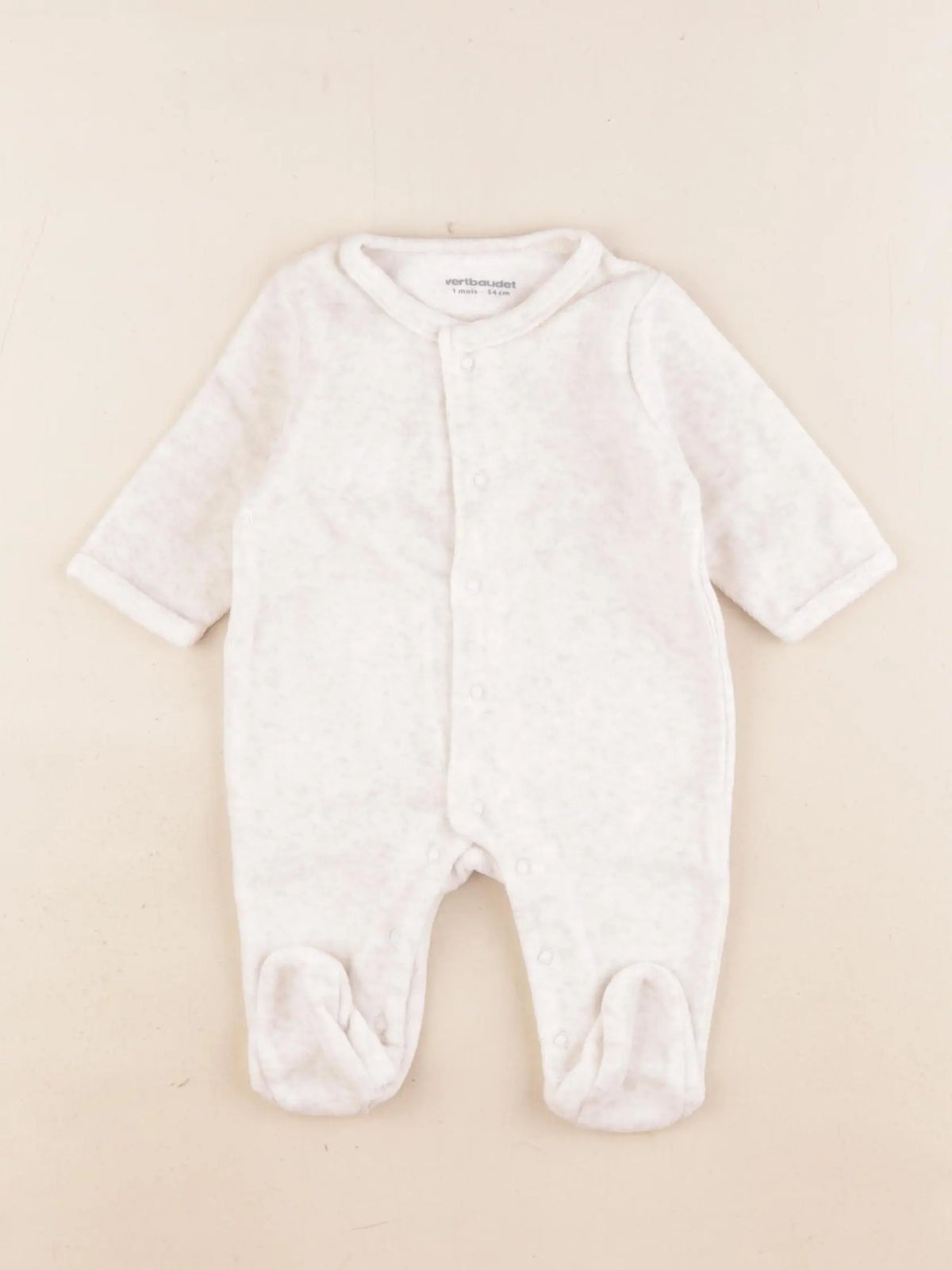 Vertbaudet - pyjama velours beige - 1 mois