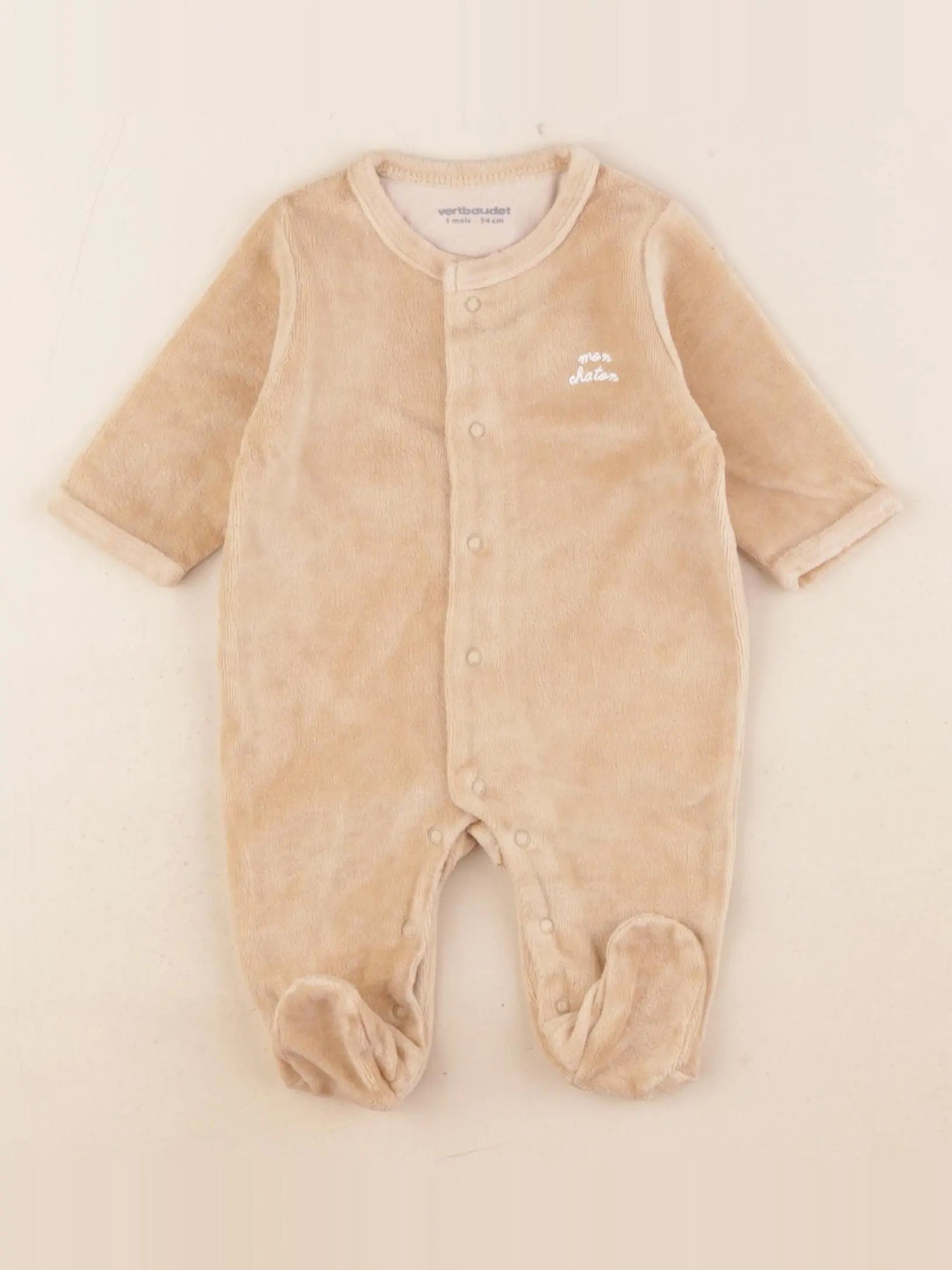 Vertbaudet - pyjama velours jaune - 1 mois