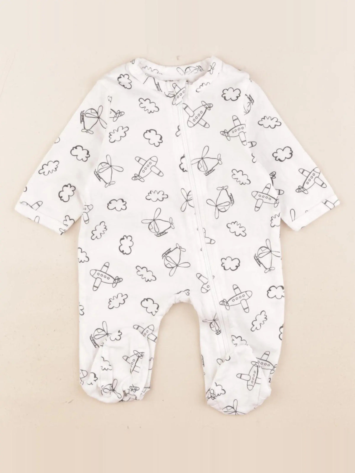 Vertbaudet - pyjama coton bleu, blanc - 1 mois