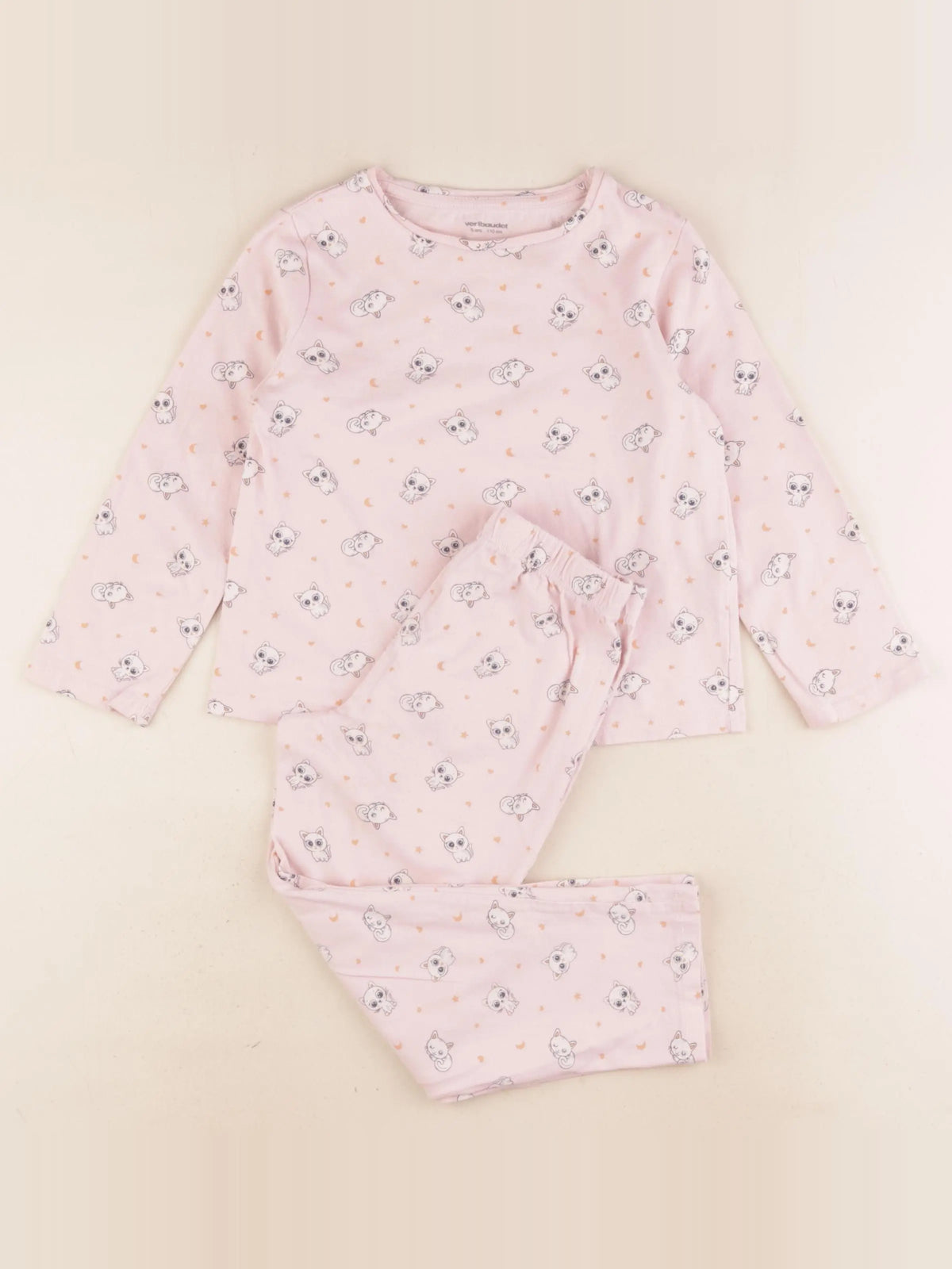 Vertbaudet - pyjama coton rose - 5 ans