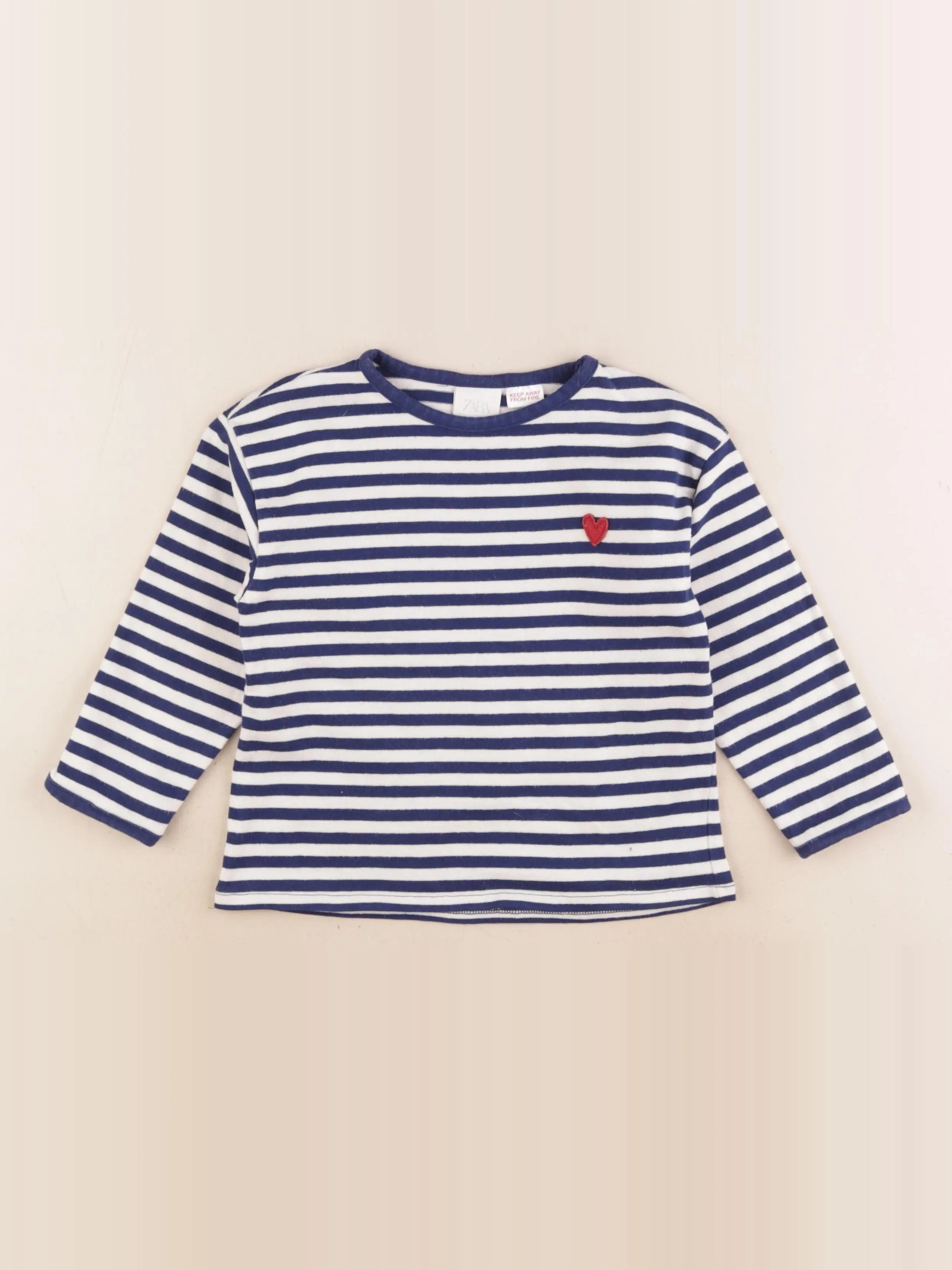 Zara - tee-shirt bleu, blanc - 3 ans