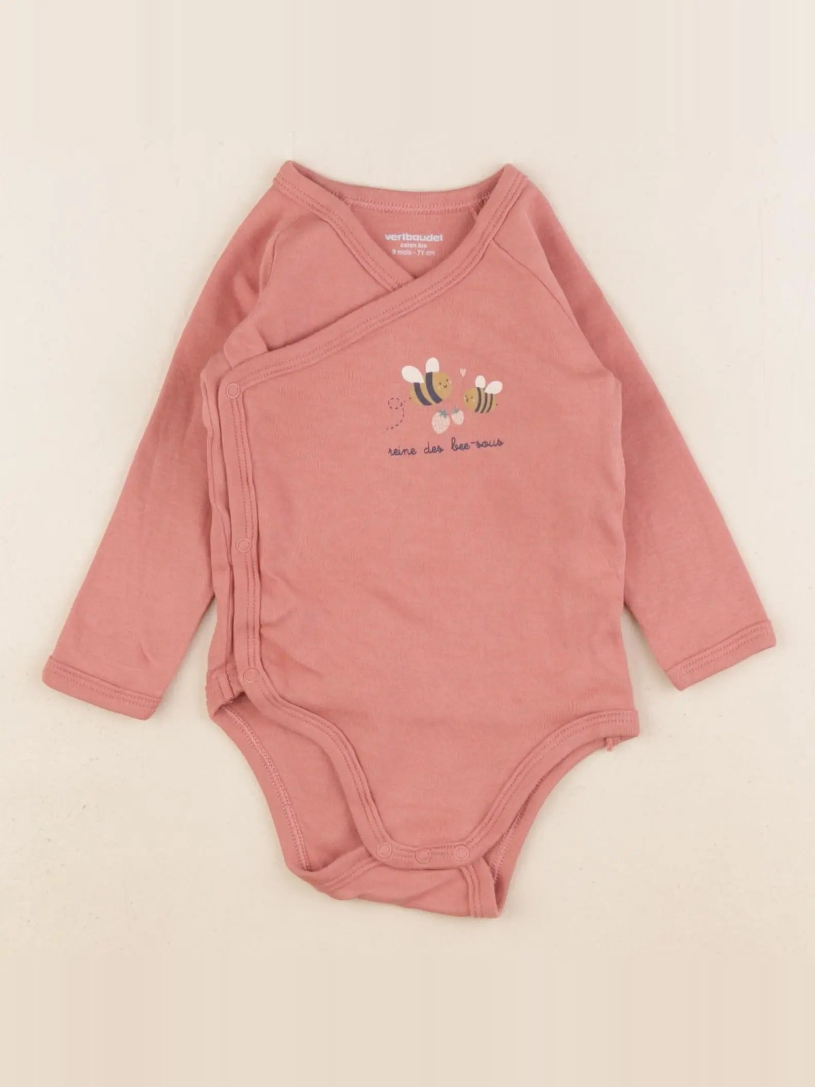 Vertbaudet - body rose - 9 mois