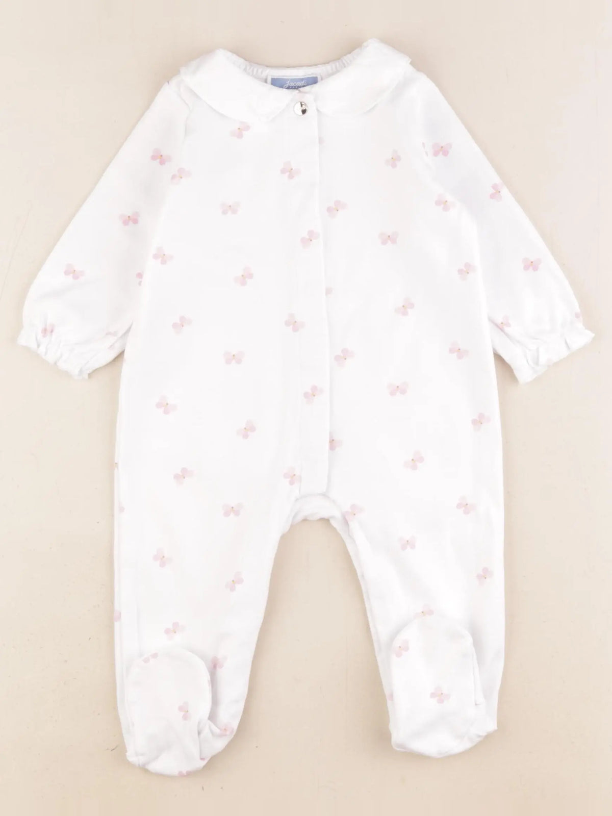 Jacadi - pyjama coton blanc, rose - 12 mois