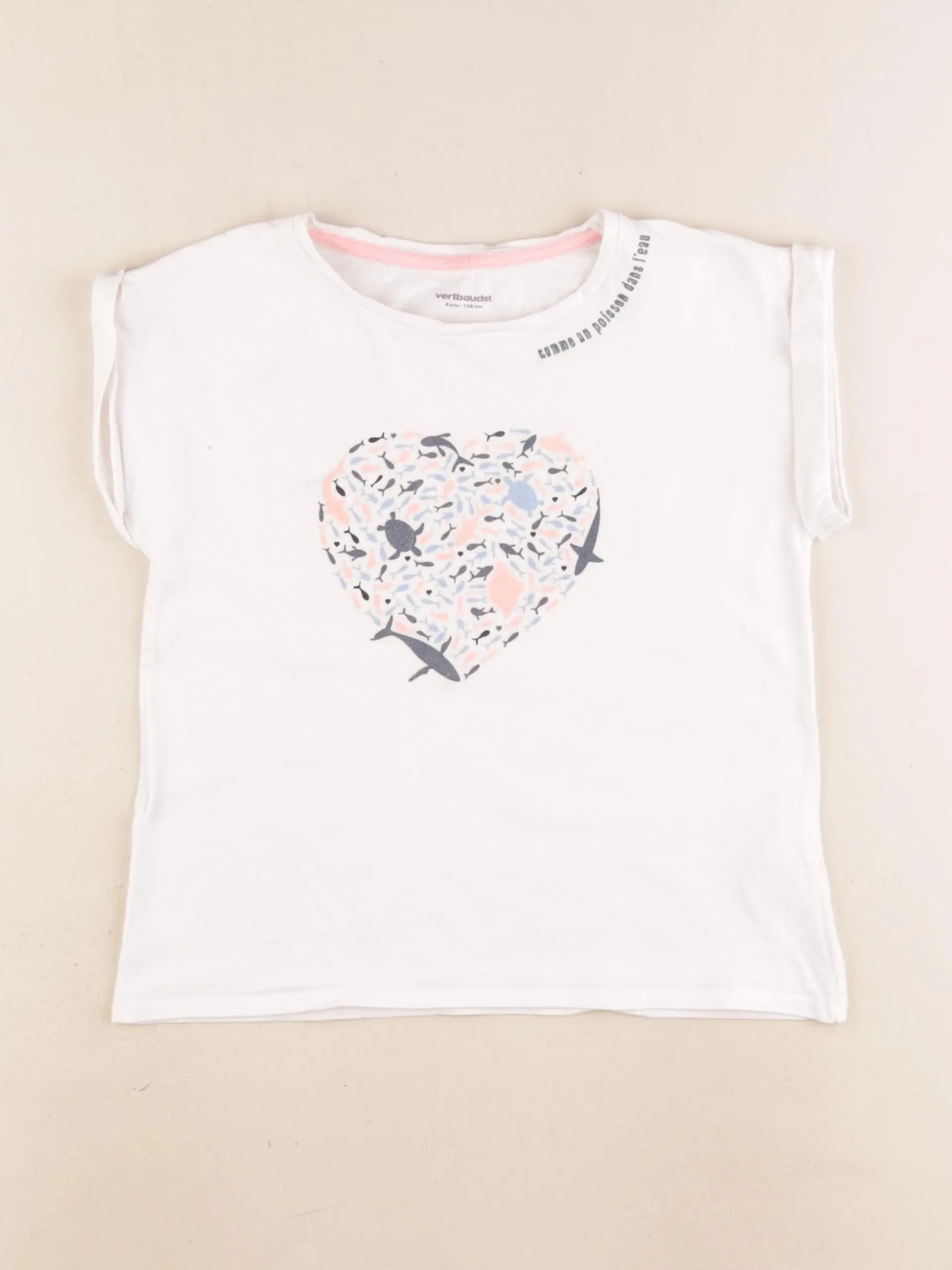Vertbaudet - tee-shirt blanc - 8 ans