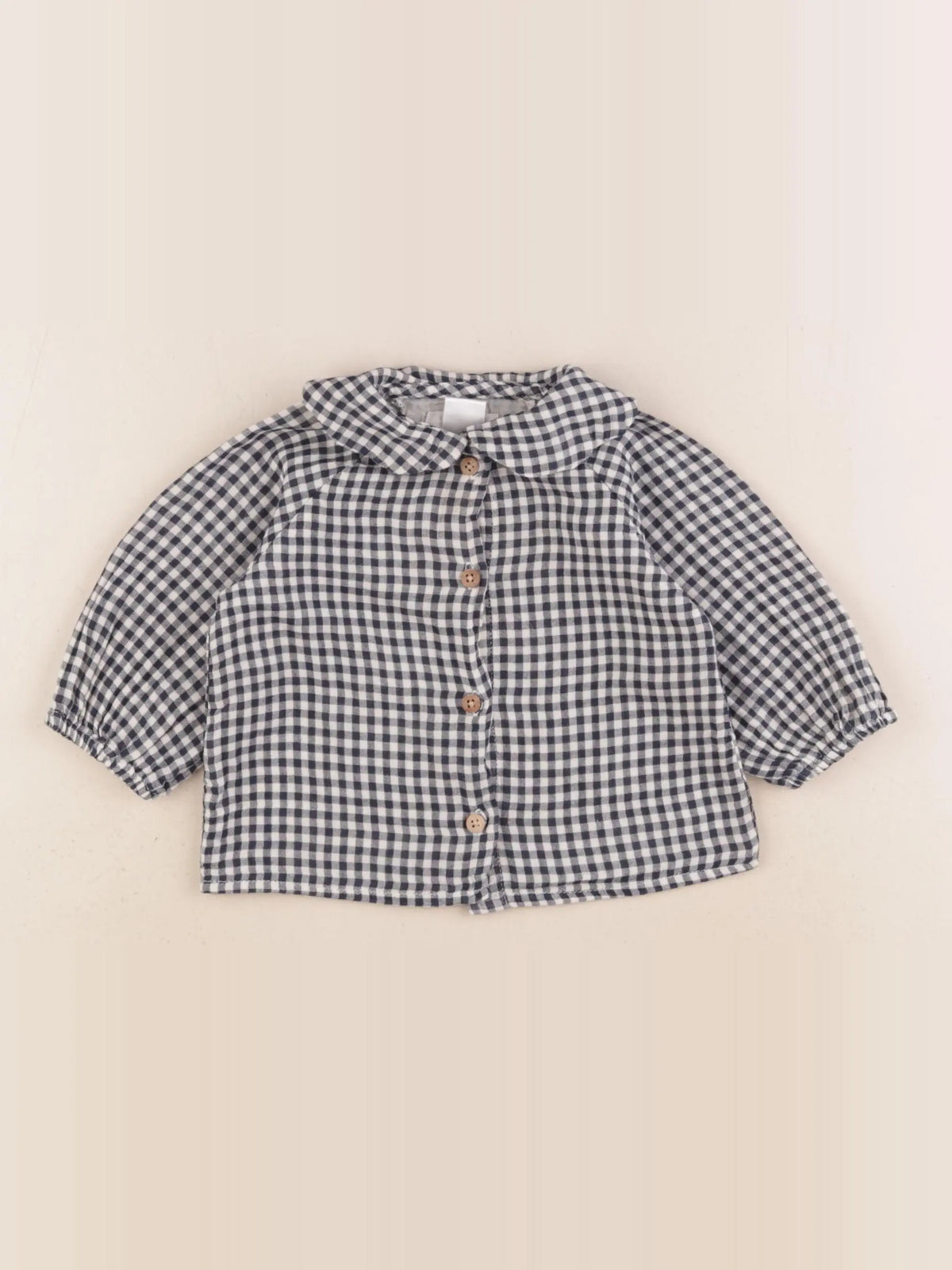 Zara - blouse beige, bleu - 3/6 mois