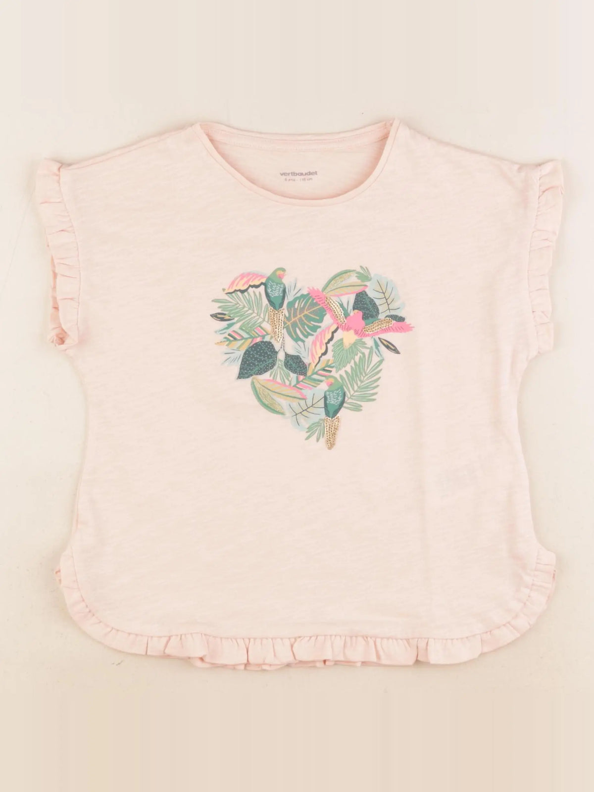 Vertbaudet - tee-shirt rose, or - 6 ans
