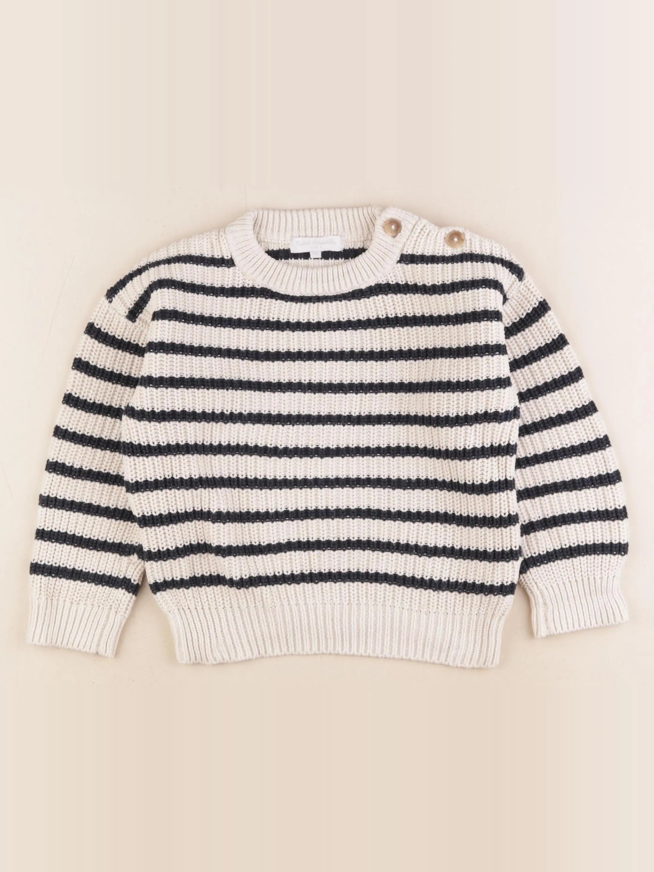 Cadet Rousselle - pull blanc, bleu - 5 ans