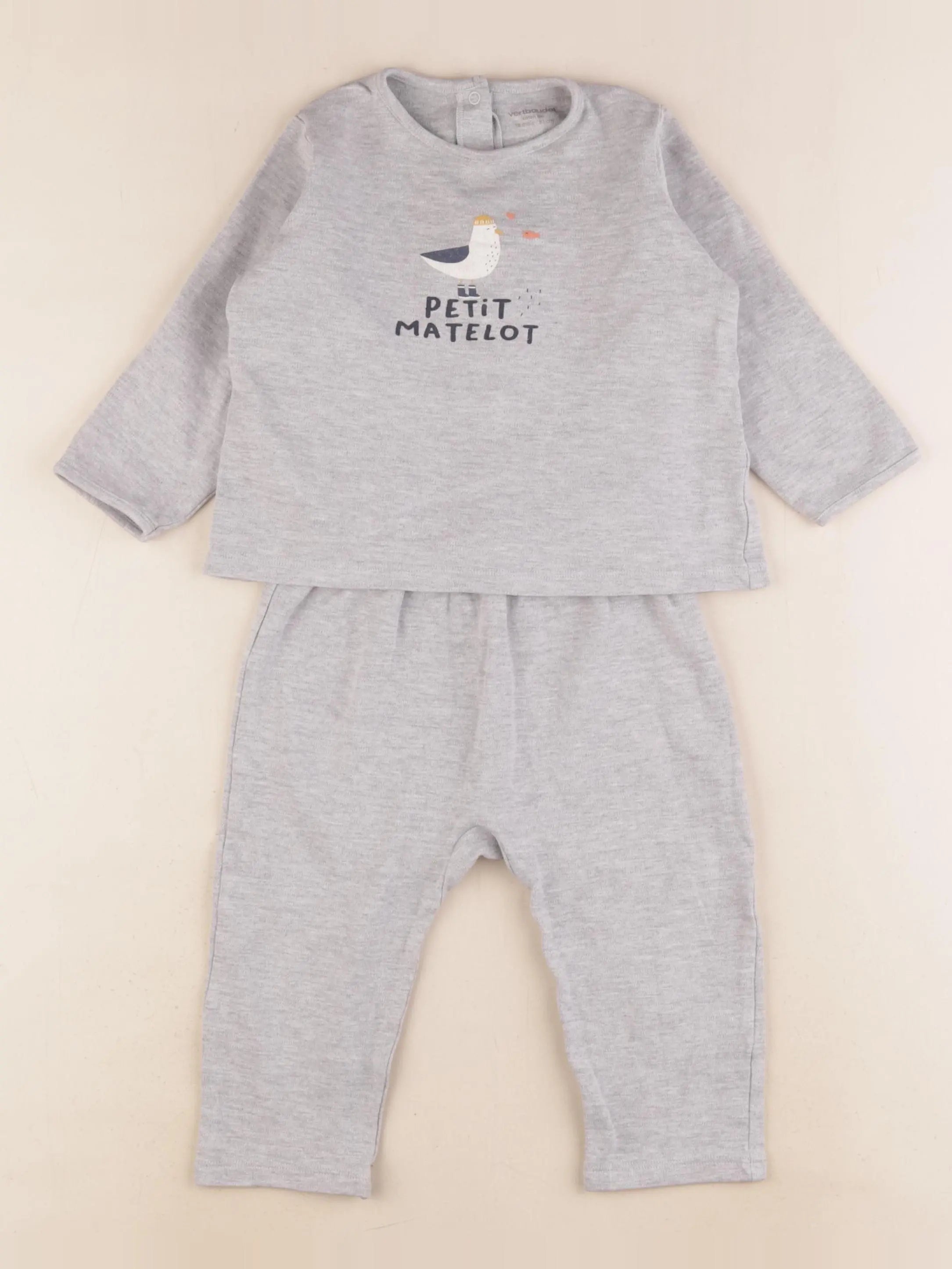 Vertbaudet - pyjama coton gris - 18 mois