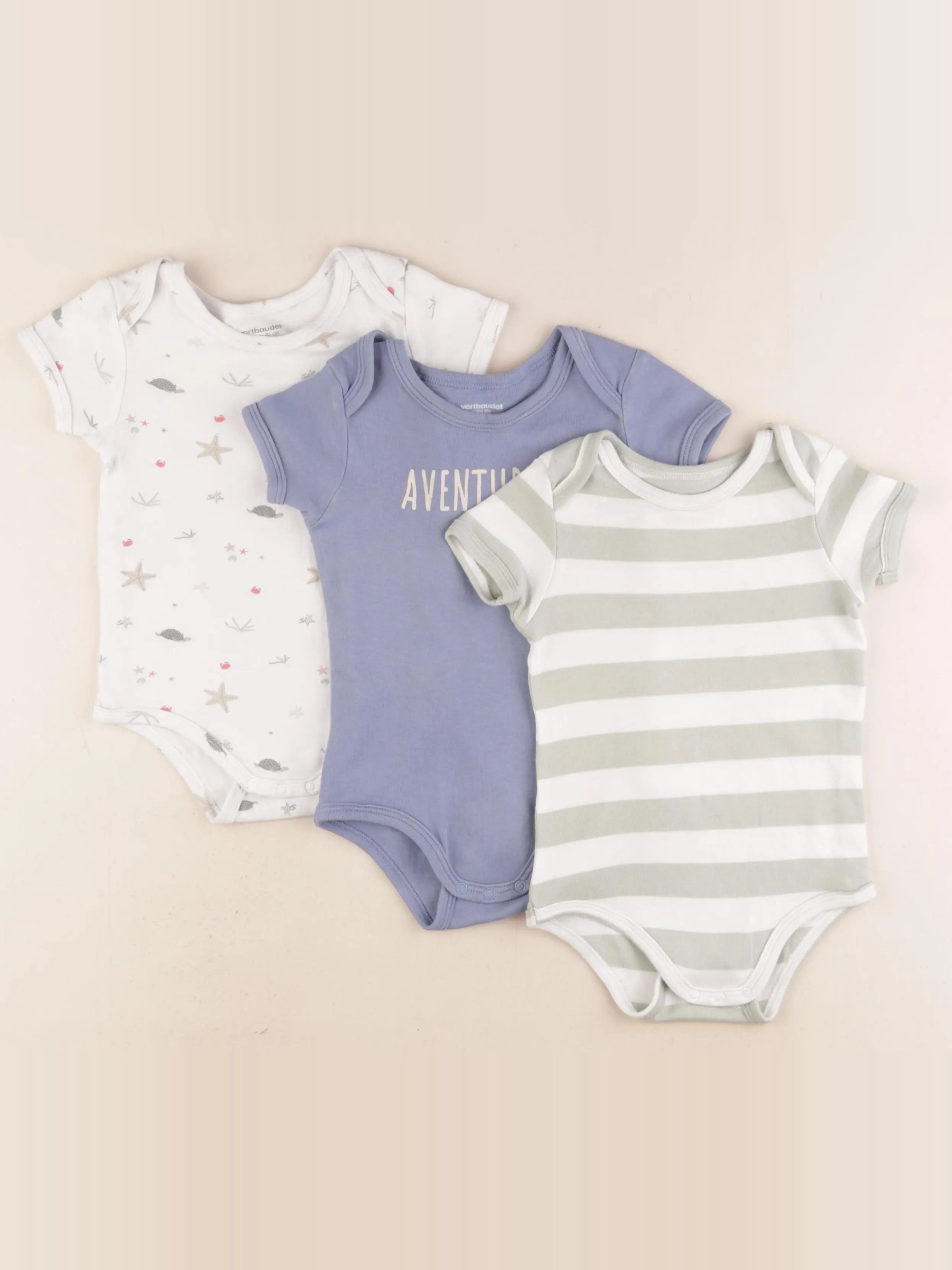 Vertbaudet - lot de 3 bodies en coton multicolore - 18 mois