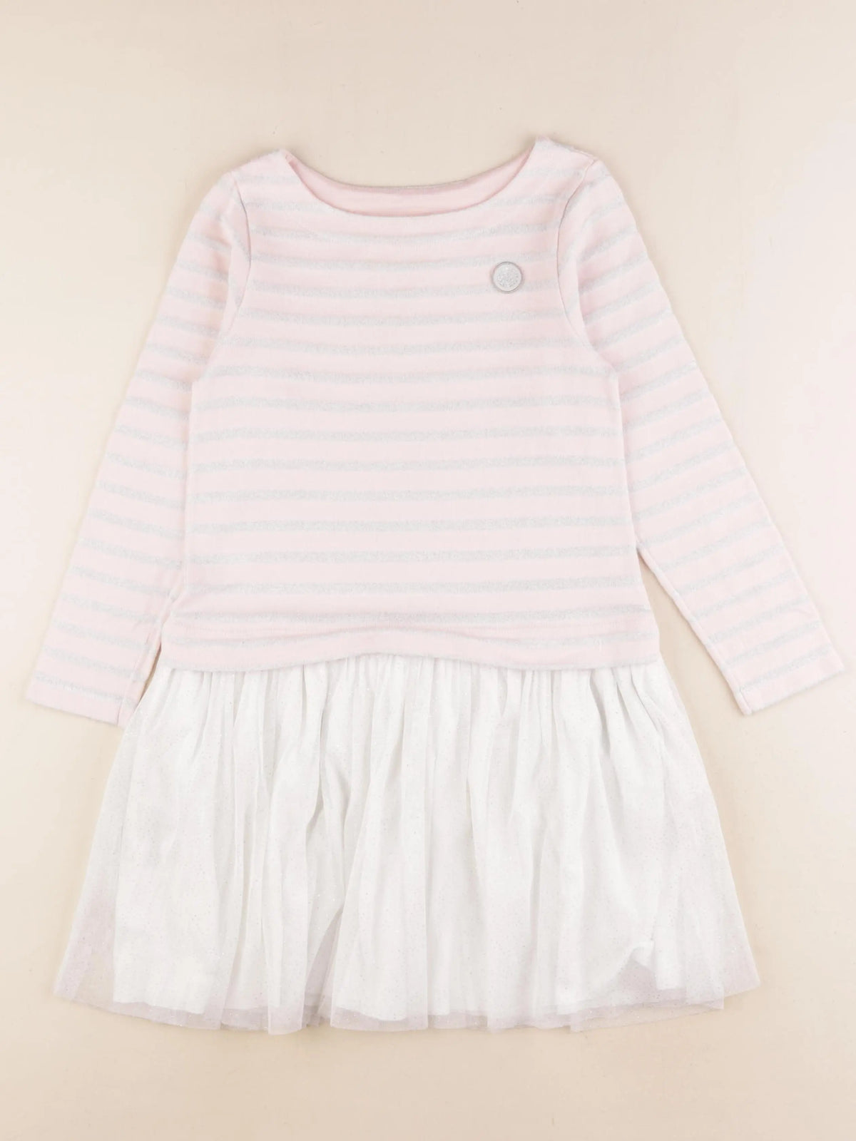 Petit Bateau - robe argent, rose - 8 ans