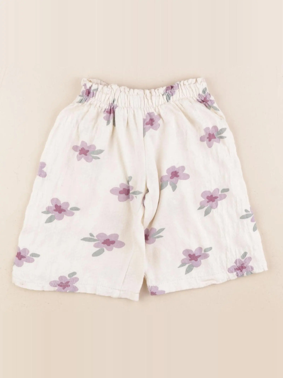 Zara - pantalon beige, violet - 9/12 mois