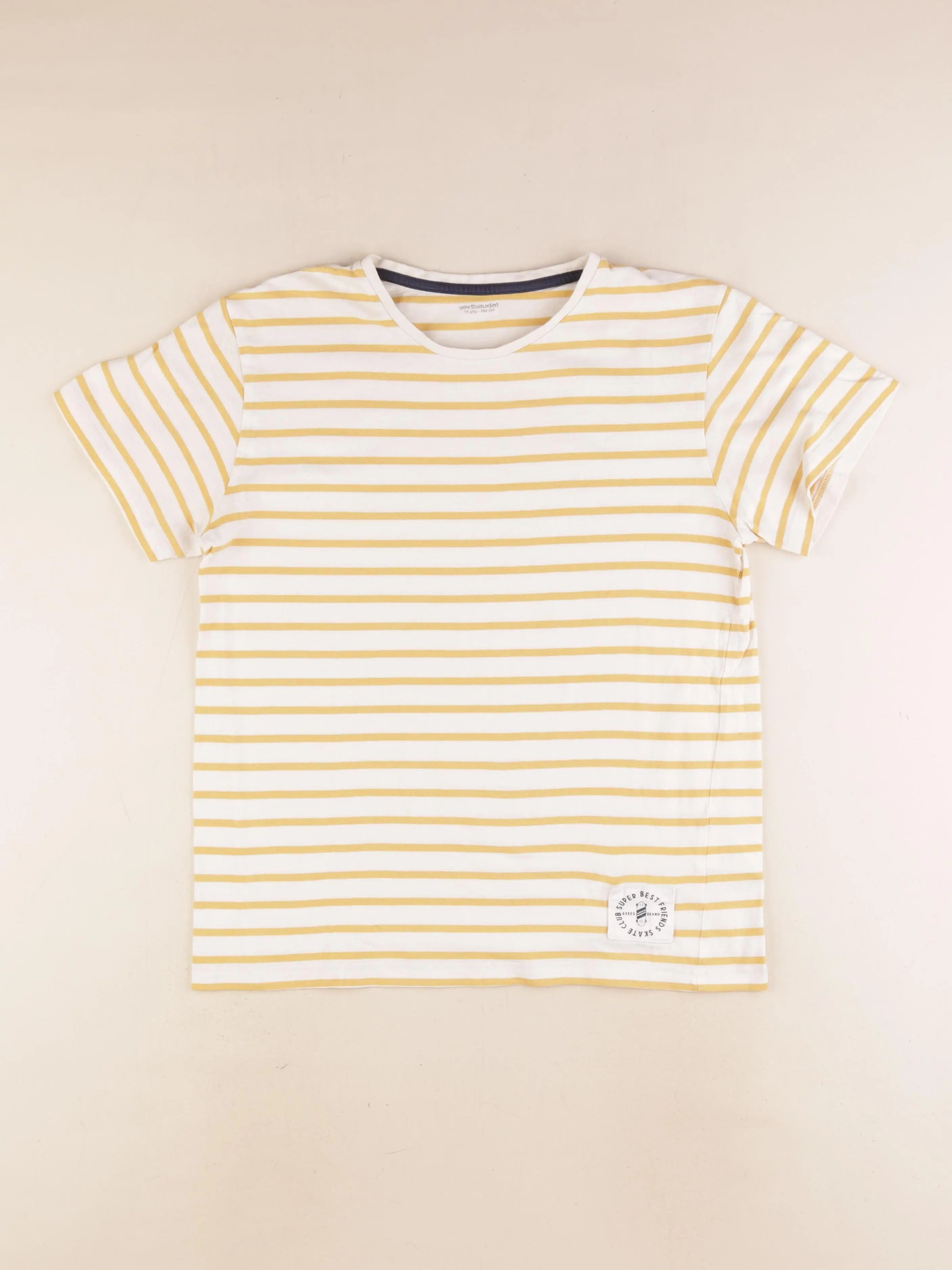 Vertbaudet - tee-shirt blanc, jaune - 14 ans