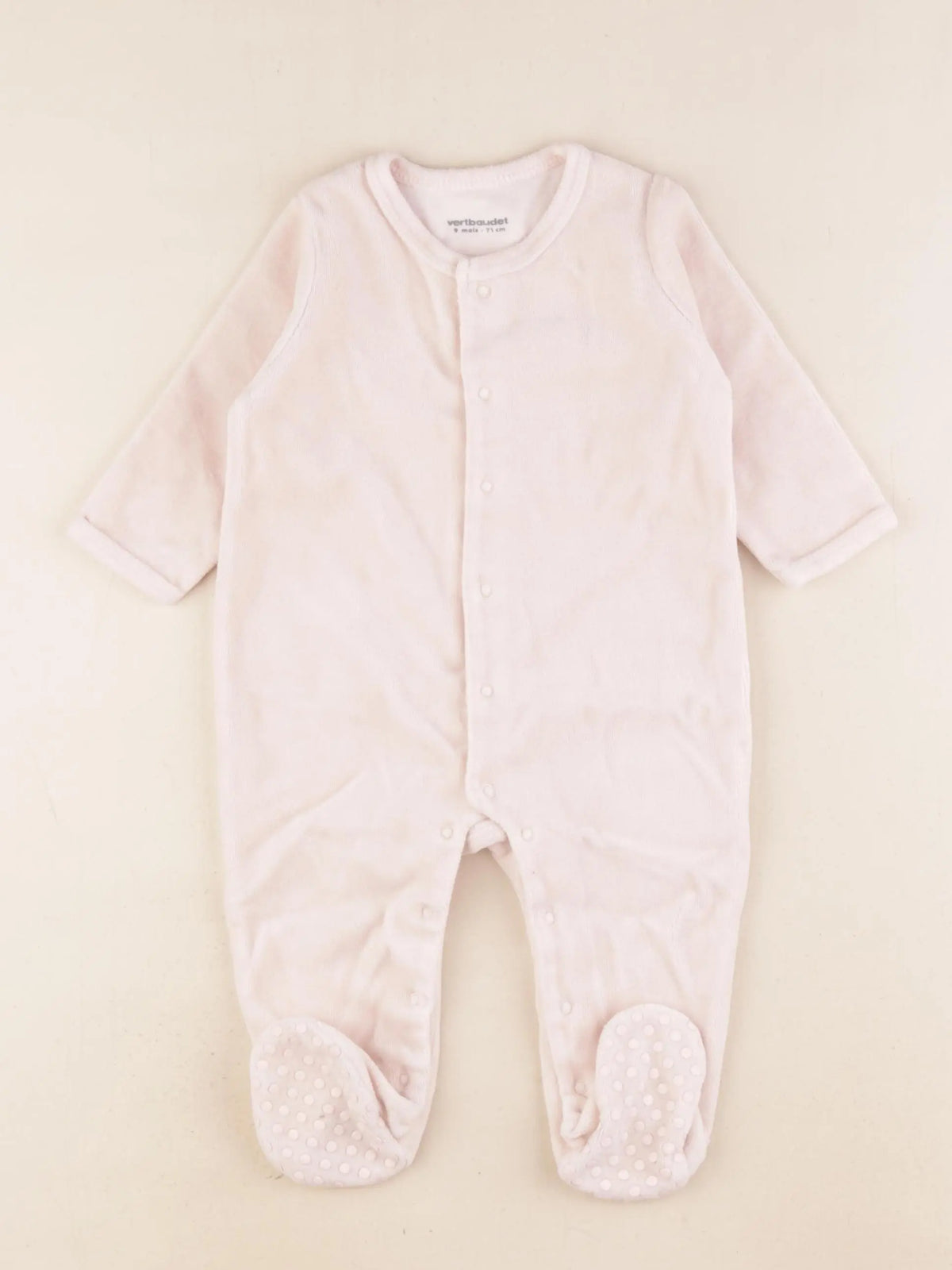 Vertbaudet - pyjama velours rose - 9 mois
