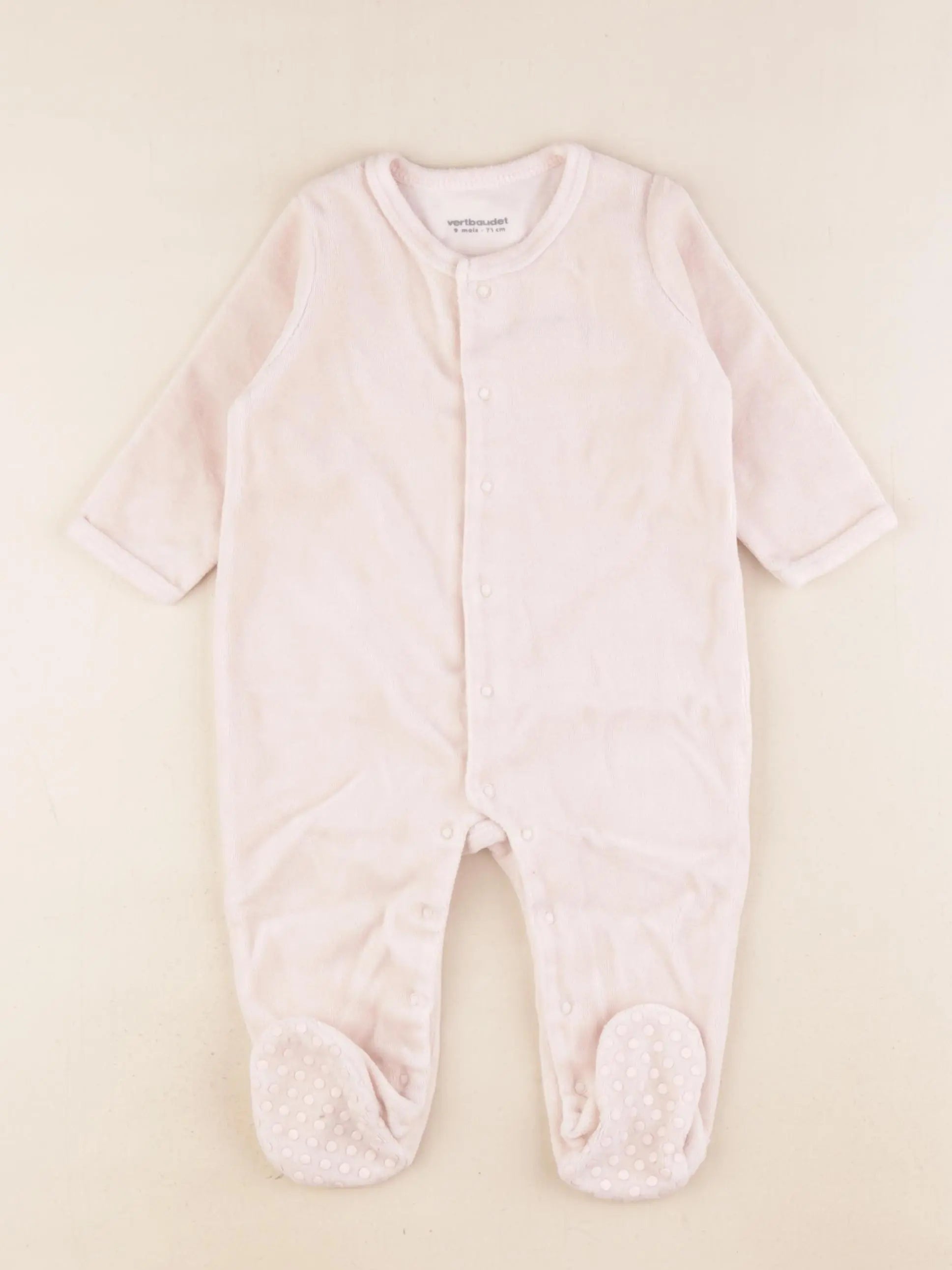 Vertbaudet - pyjama velours rose - 9 mois