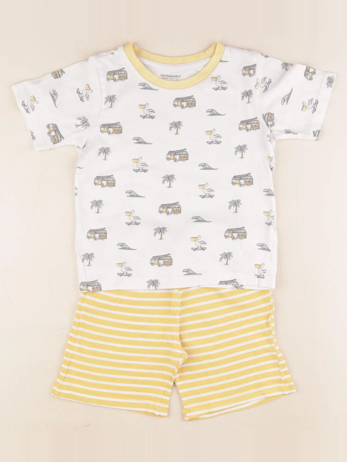 Vertbaudet - pyjama coton beige, jaune - 4 ans