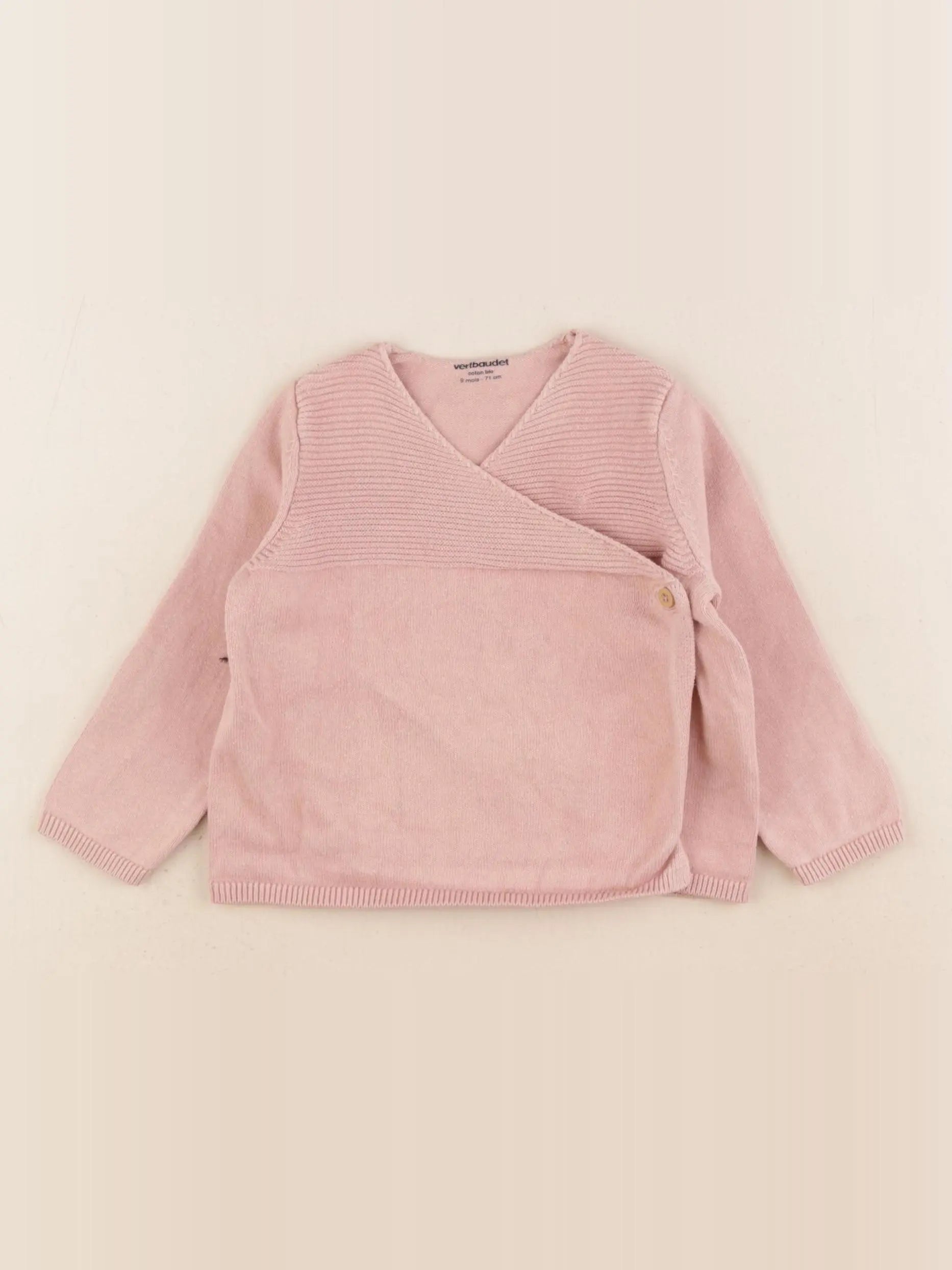 Vertbaudet - gilet rose - 9 mois