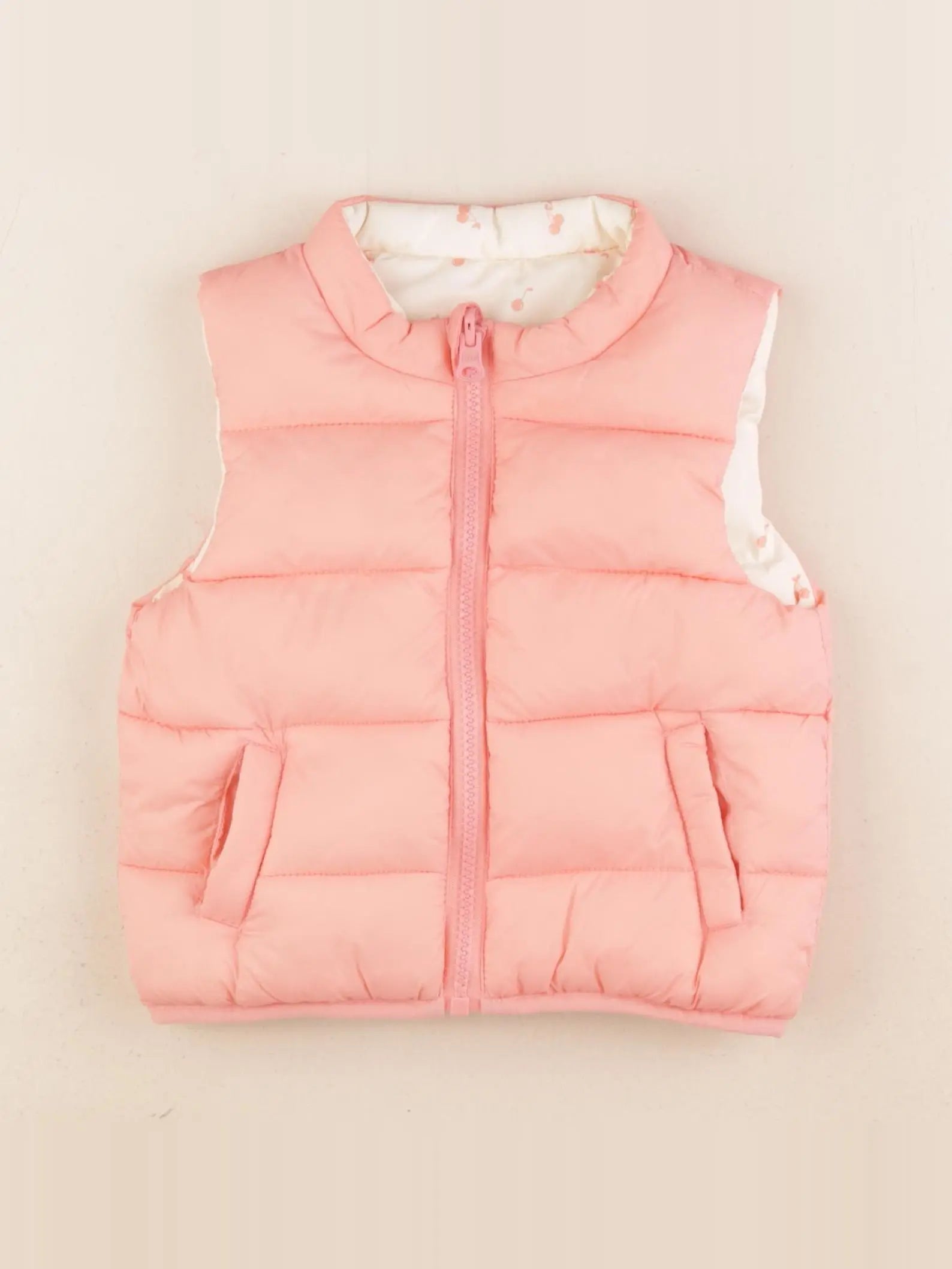 Vertbaudet - doudoune réversible beige, rose - 9 mois
