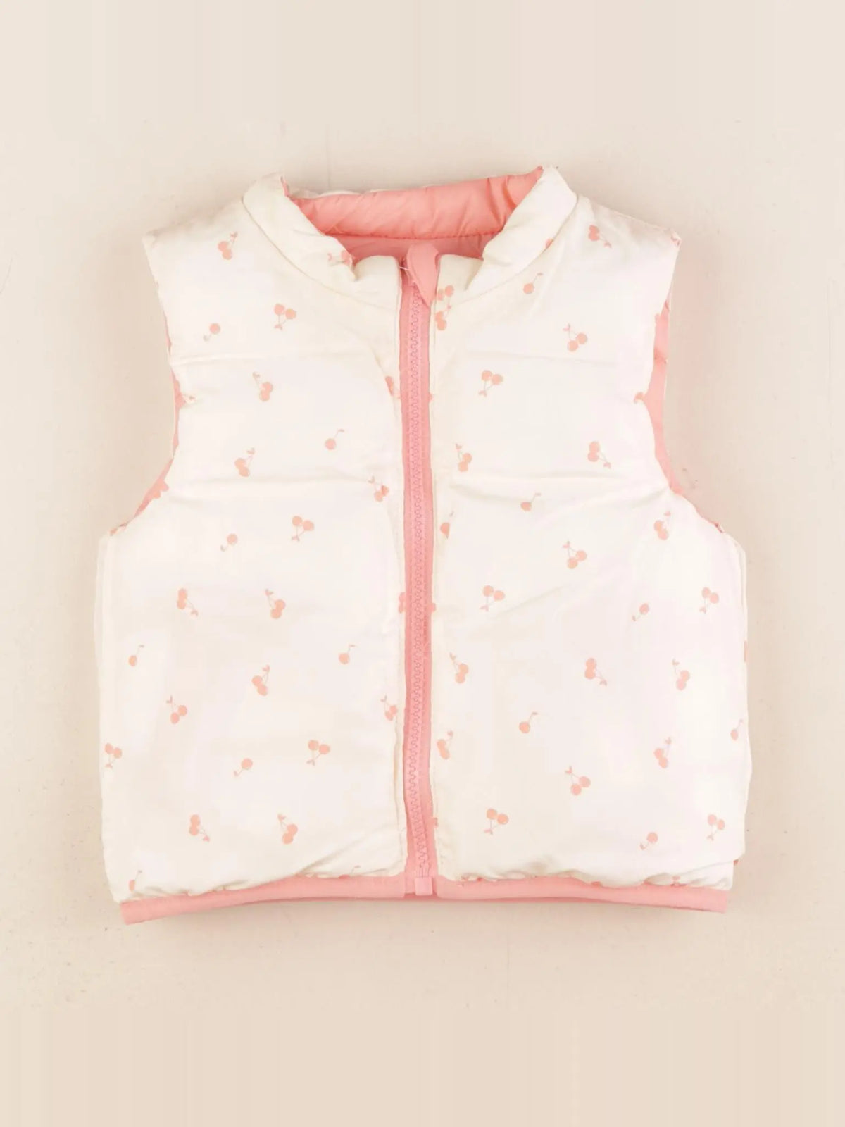 Vertbaudet - doudoune réversible beige, rose - 9 mois
