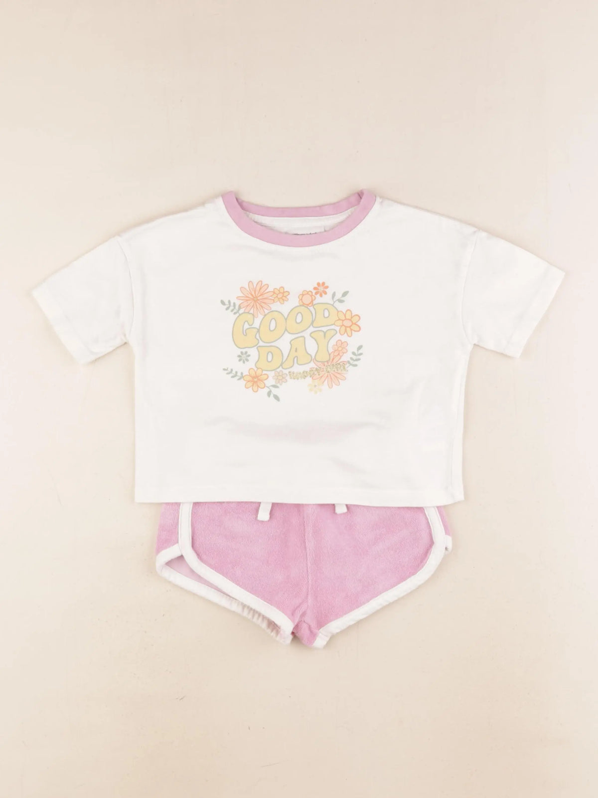 Vertbaudet - ensemble blanc, rose - 2 ans