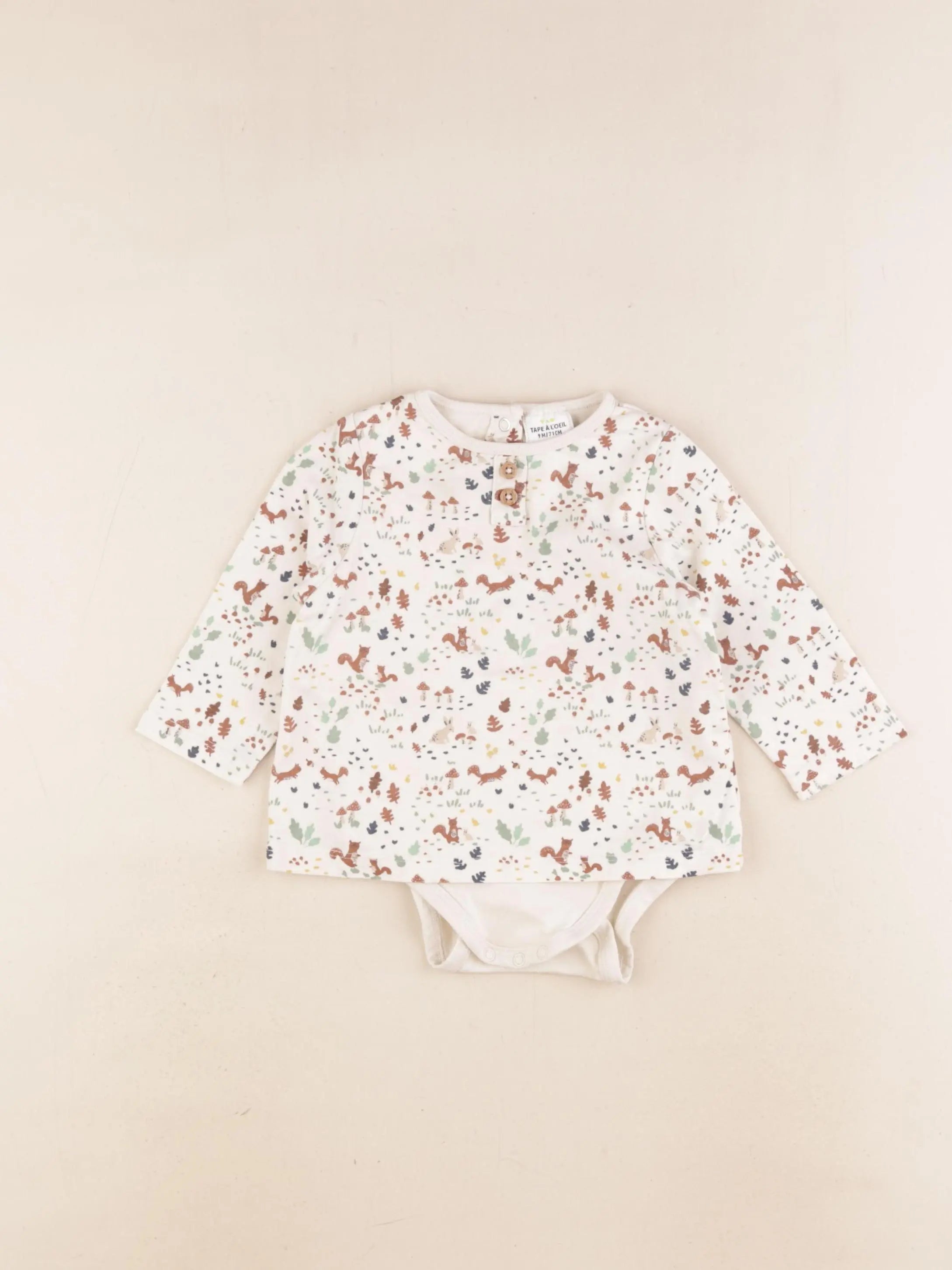 Tape à l'oeil - body tee-shirt beige - 9 mois