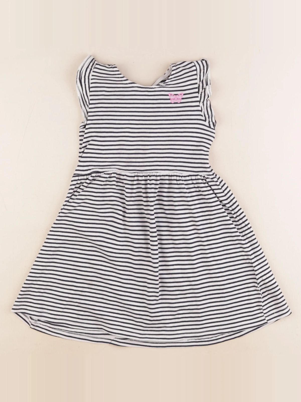H&M - robe blanc, bleu - 3/4 ans