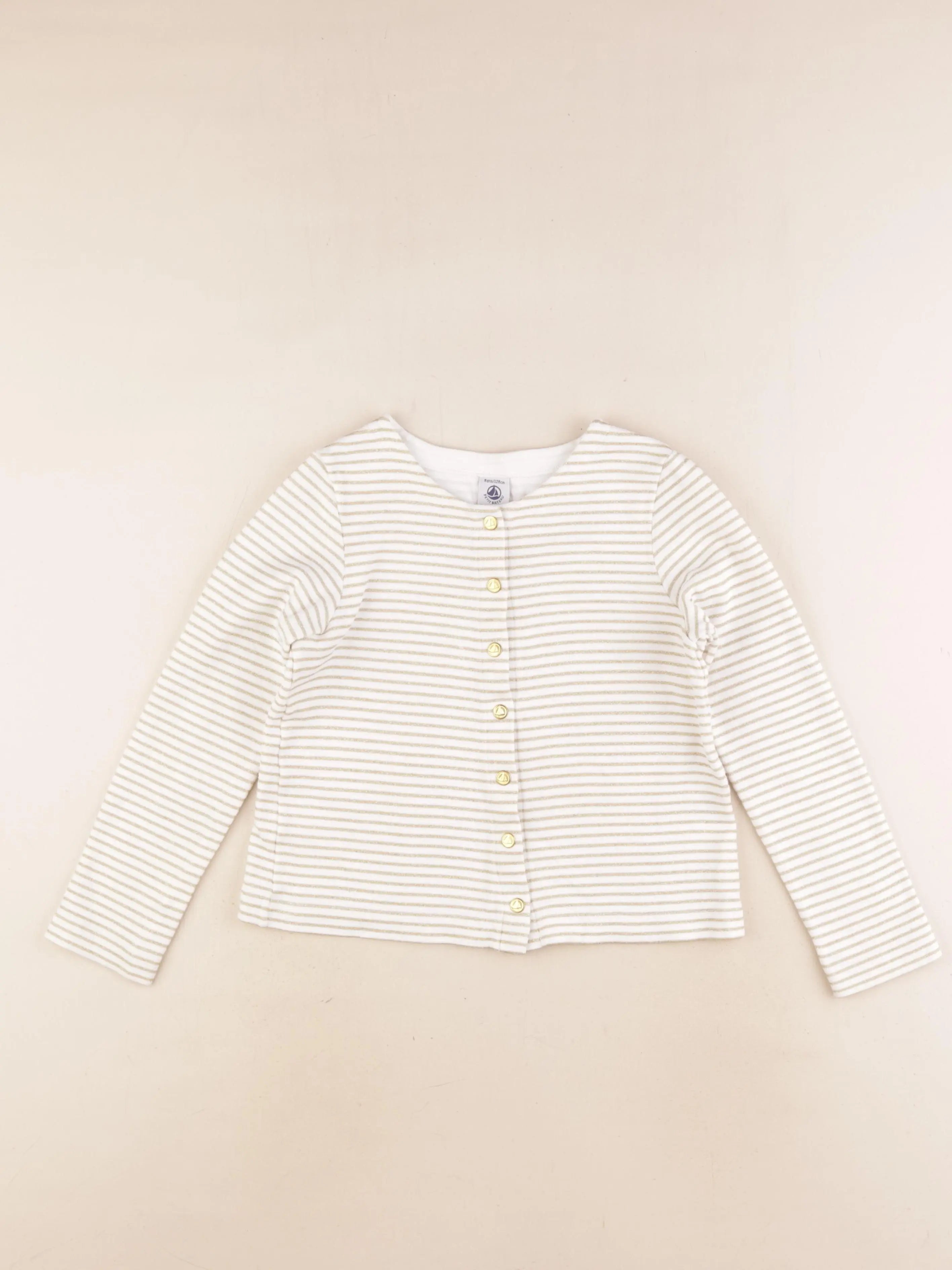 Petit Bateau - gilet blanc, or - 8 ans