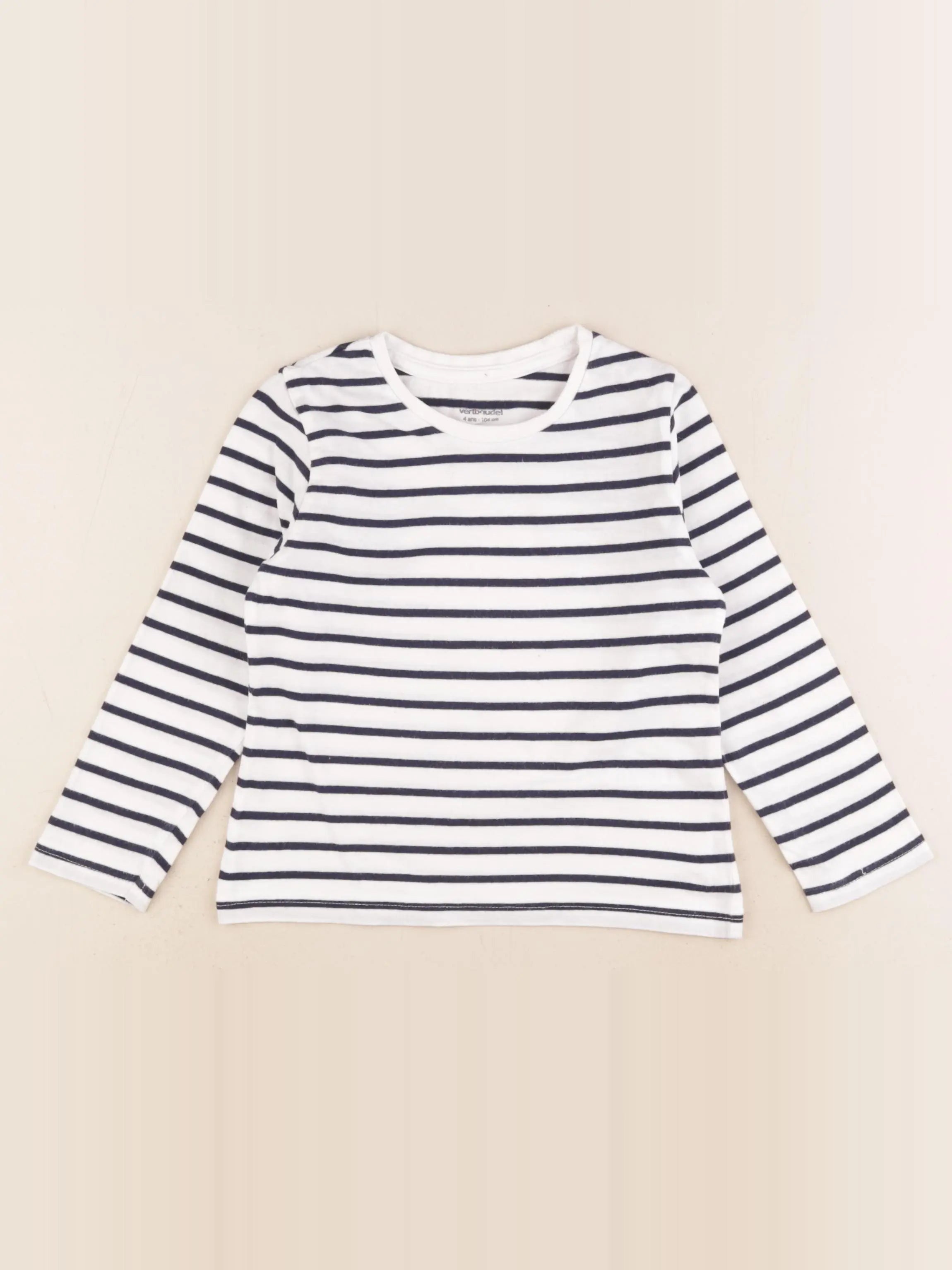 Vertbaudet - tee-shirt blanc, bleu - 4 ans