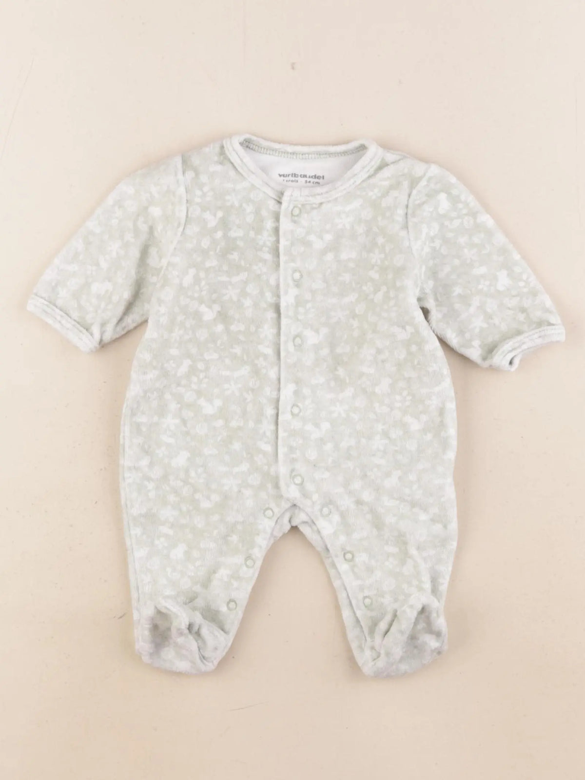 Vertbaudet - pyjama velours vert - 1 mois