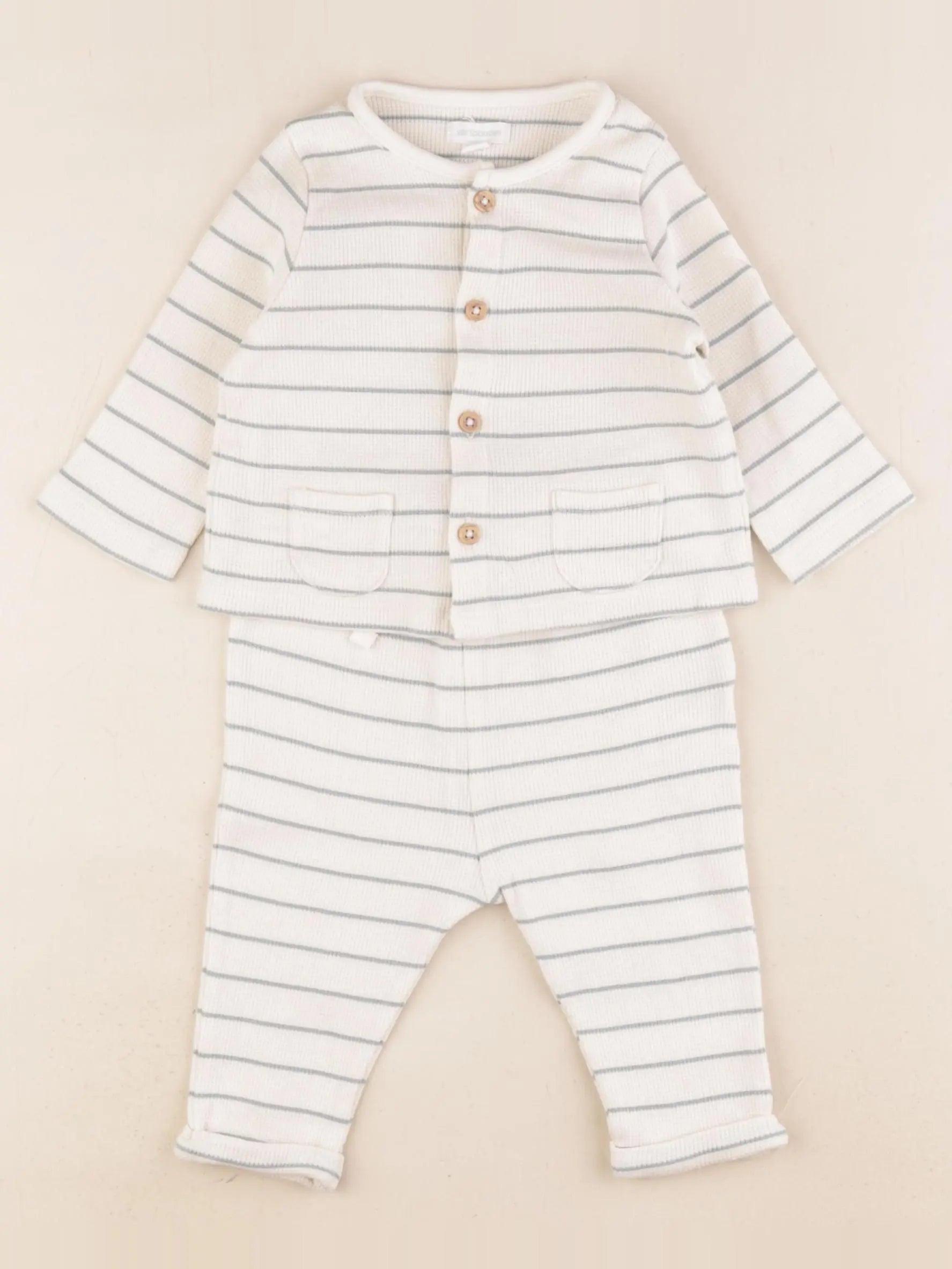 Vertbaudet - ensemble beige - 6 mois