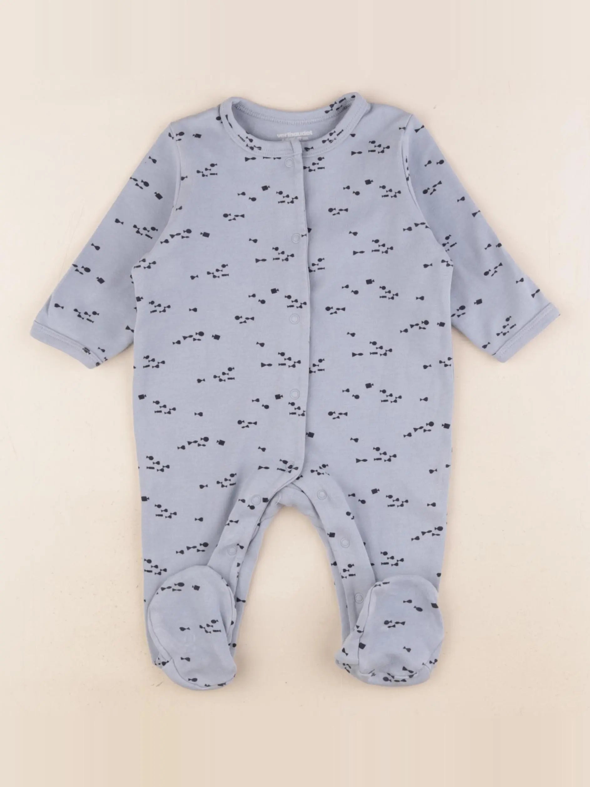 Vertbaudet - pyjama coton bleu - 6 mois