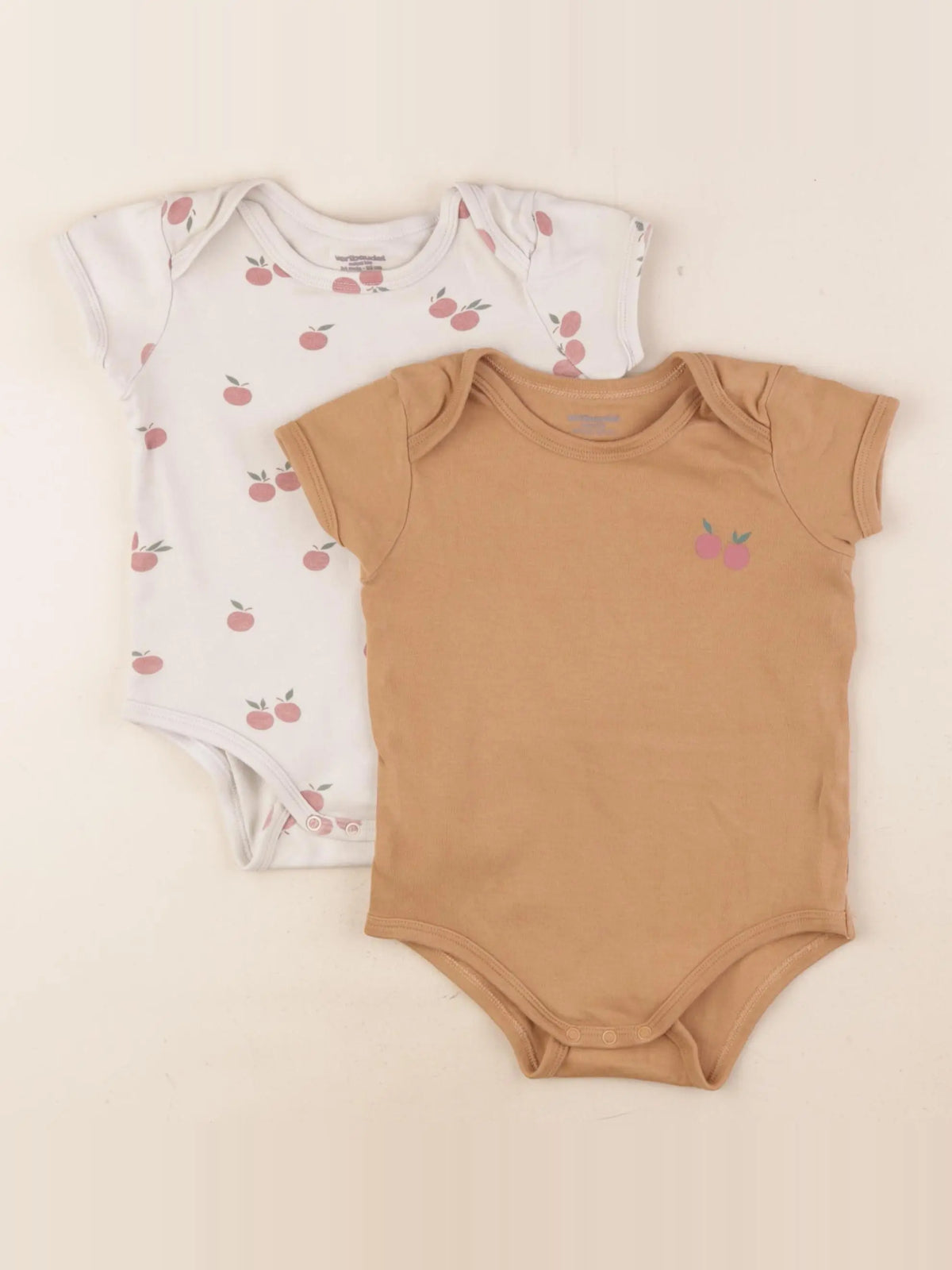 Vertbaudet - lot de 2 bodies en coton marron, beige - 24 mois
