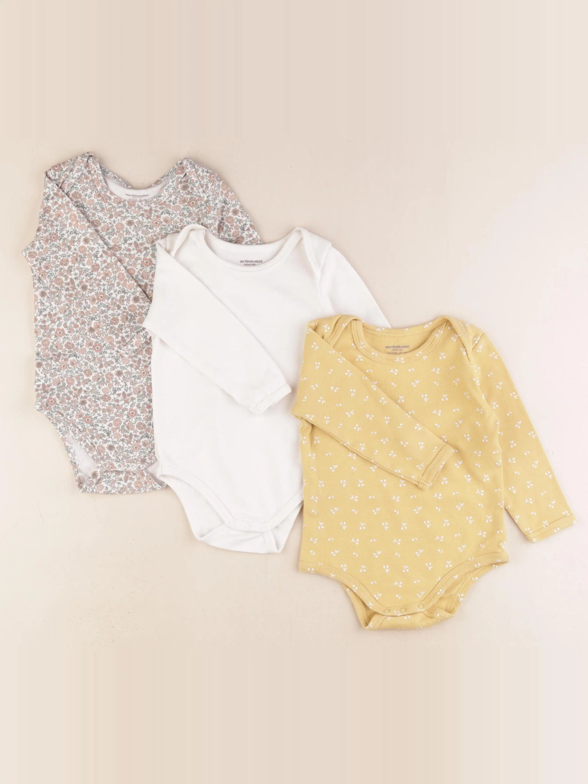 Vertbaudet - lot de 3 bodies en coton multicolore - 18 mois
