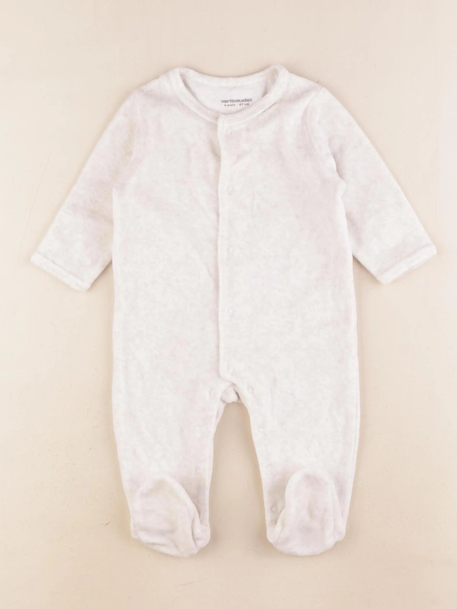 Vertbaudet - pyjama velours beige - 6 mois